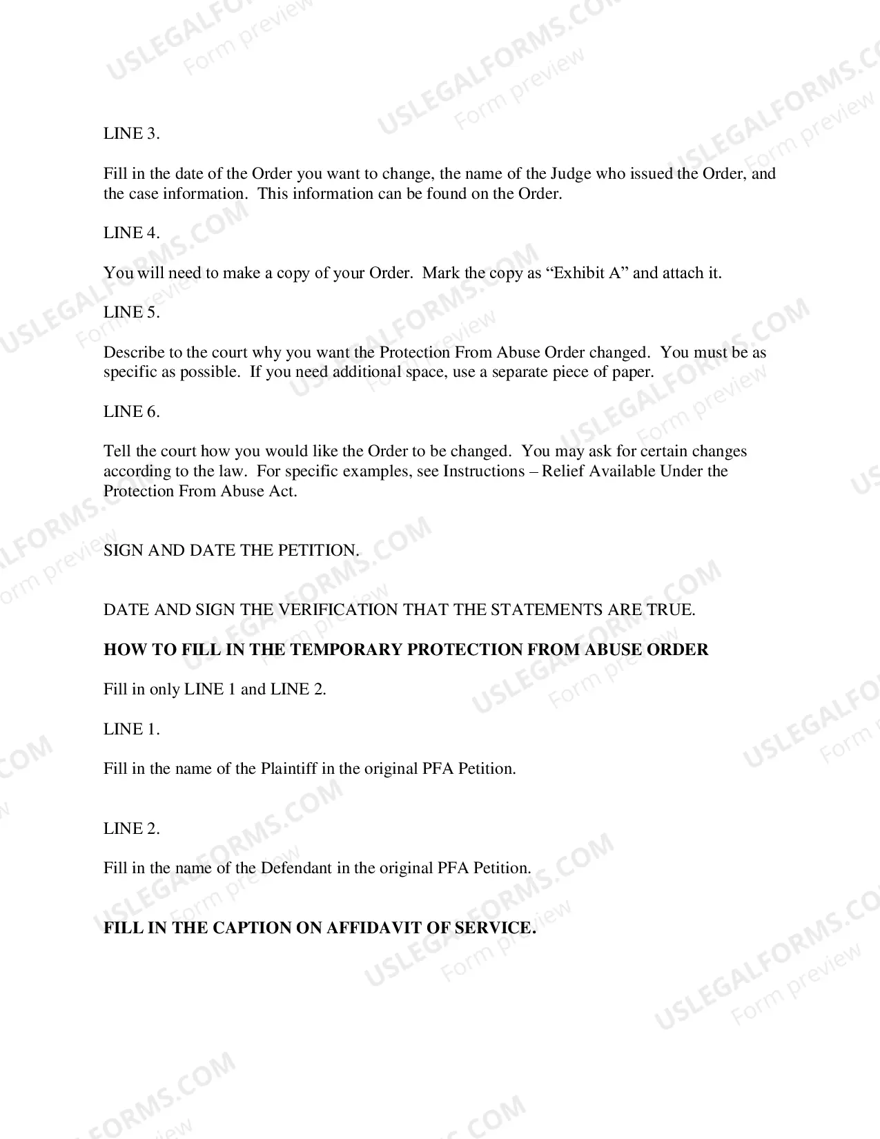 Preview Petition to Modify Protection From Abuse Order