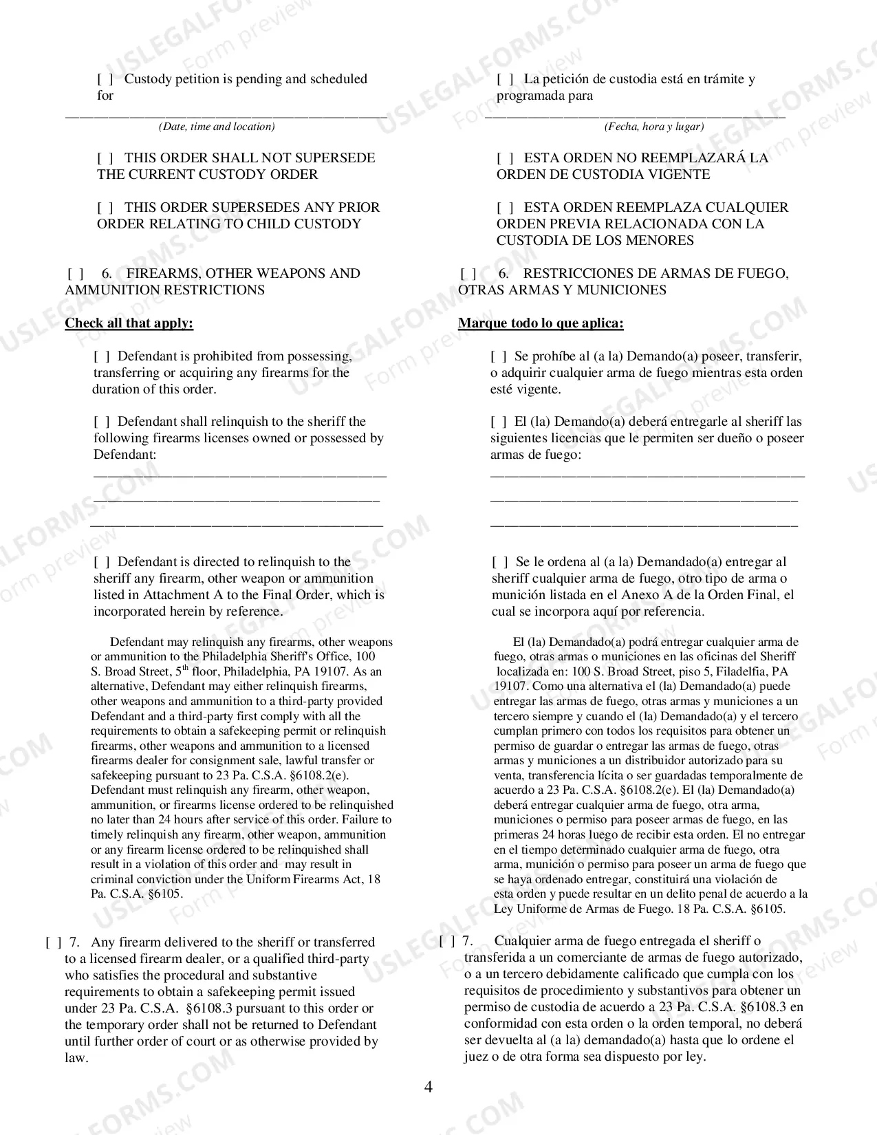 Preview Final Protection From Abuse Order - Spanish Translation