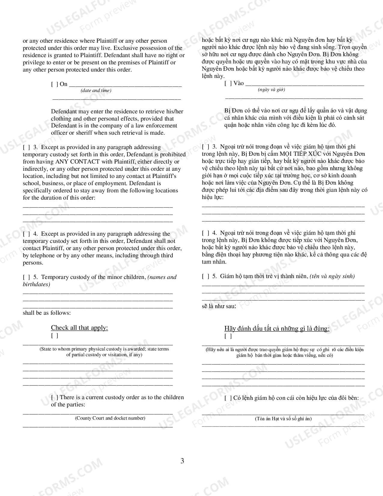 Preview Final Protection From Abuse Order - Vietnamese Translation
