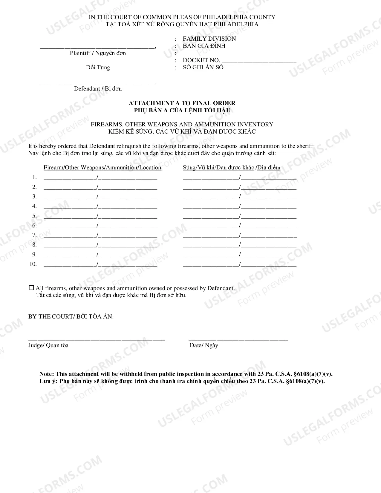 Preview Final Protection From Abuse Order - Vietnamese Translation