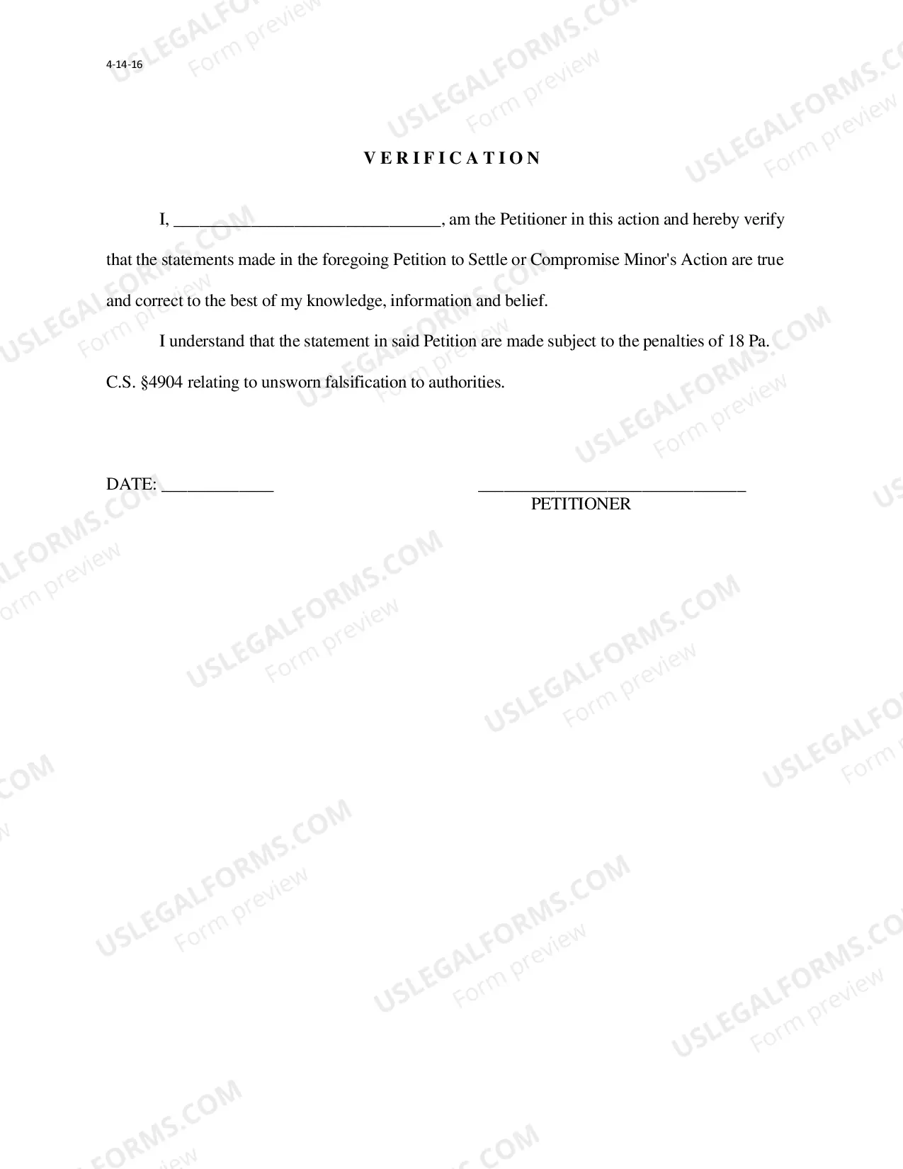 Preview Petition to Settle a Minor's Compromise