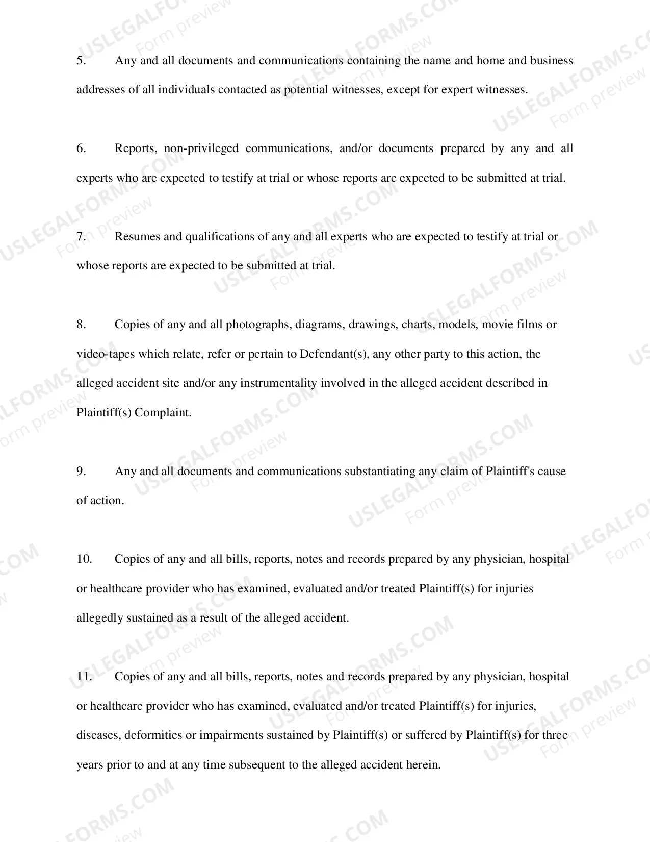 Preview Defendant(s) Request for Production of Documents Directed to Plaintiff(s)