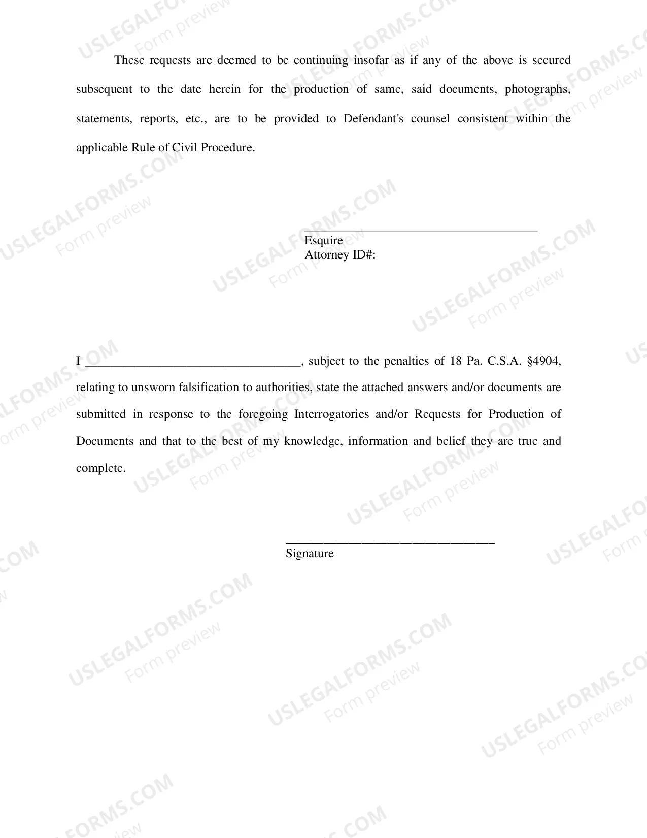 Preview Defendant(s) Request for Production of Documents Directed to Plaintiff(s)