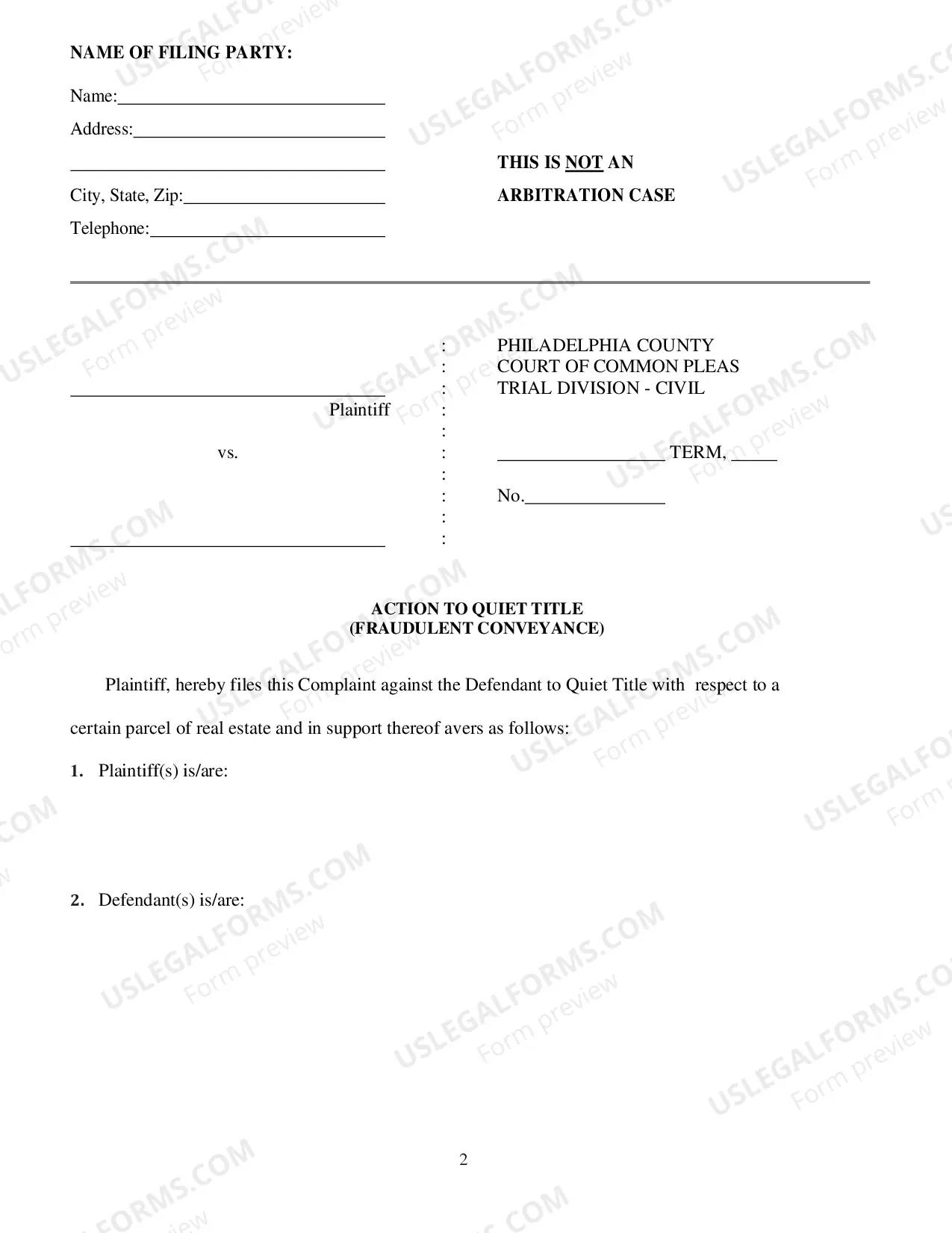 Preview Fraudulent Conveyance - Quiet Title Packet
