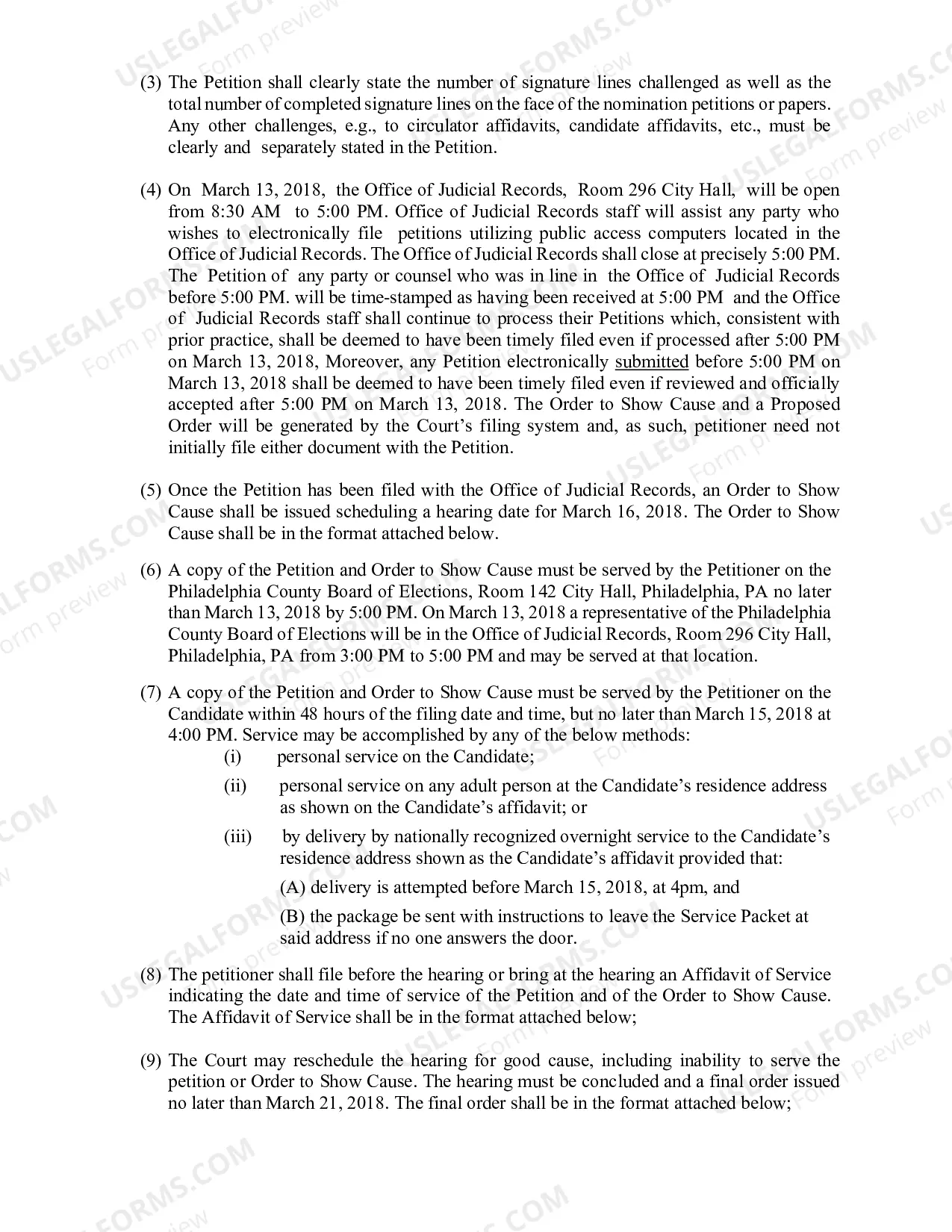 Preview Objections to Nomination Petitions - Primary Election, May 15, 2018