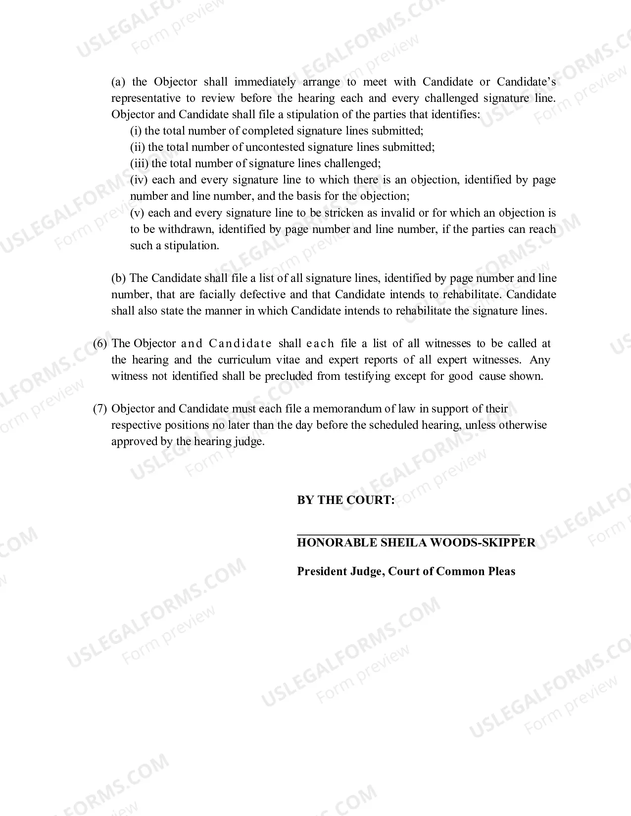 Preview Objections - Order to Show Cause