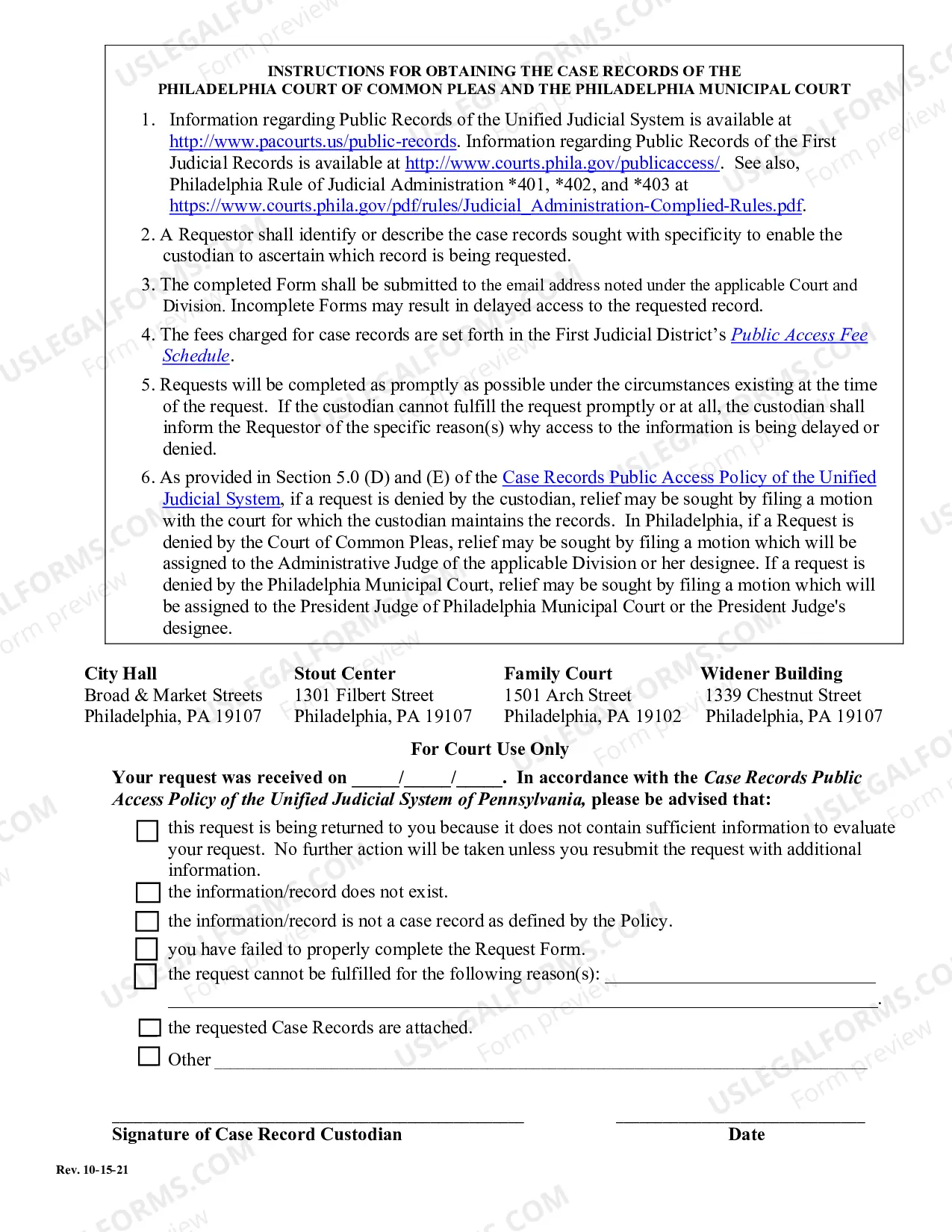 Preview Request for Access to Case Records