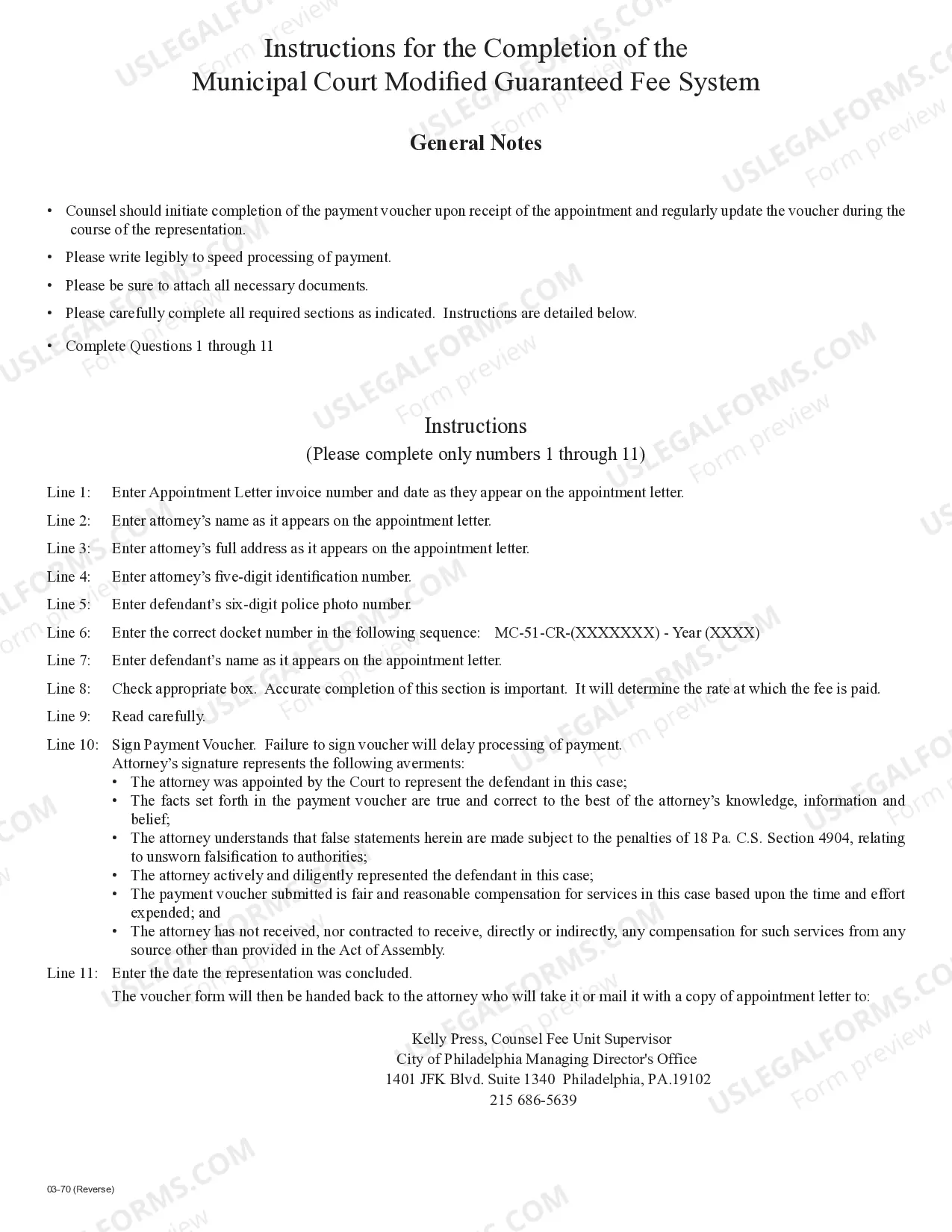 Preview 03-70 Payment Voucher and instructions