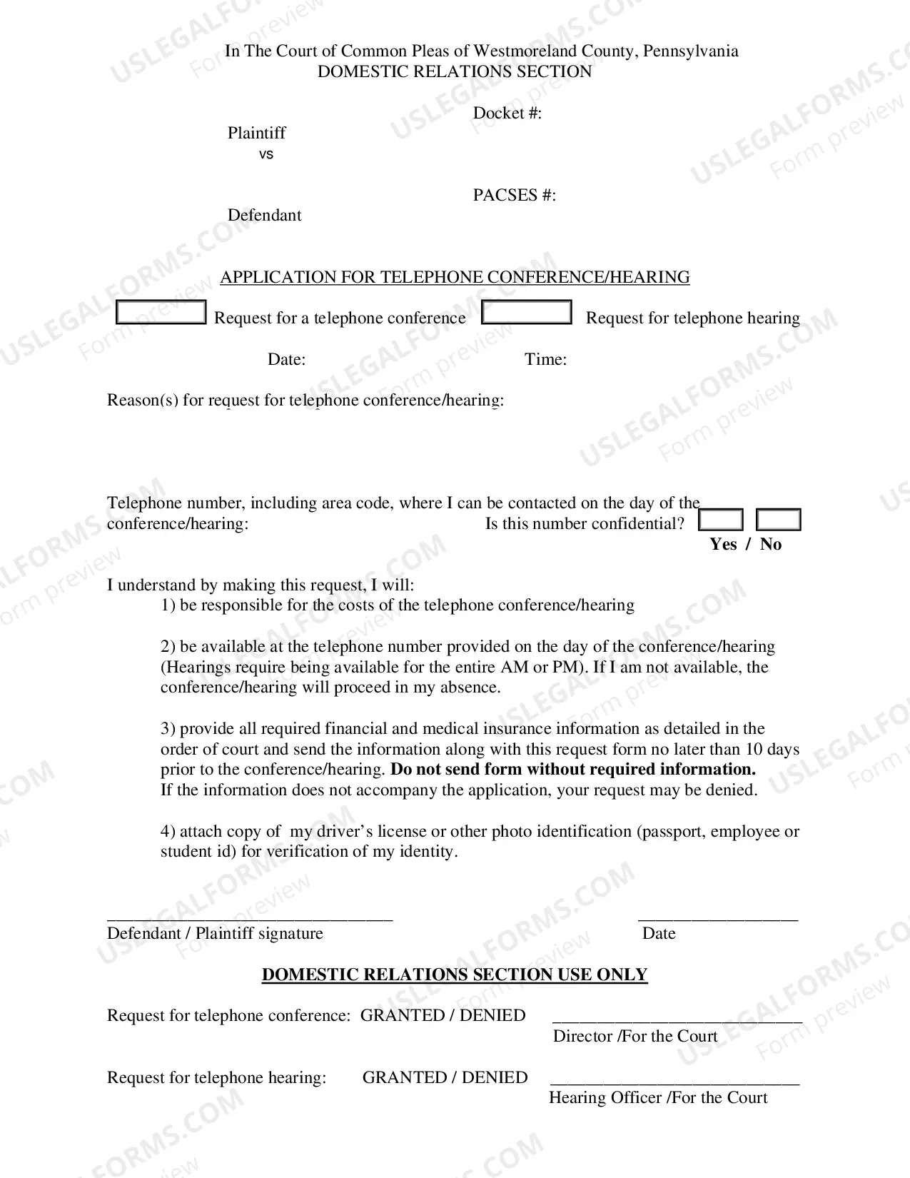 Preview Application For Telephone Confrence Hearing