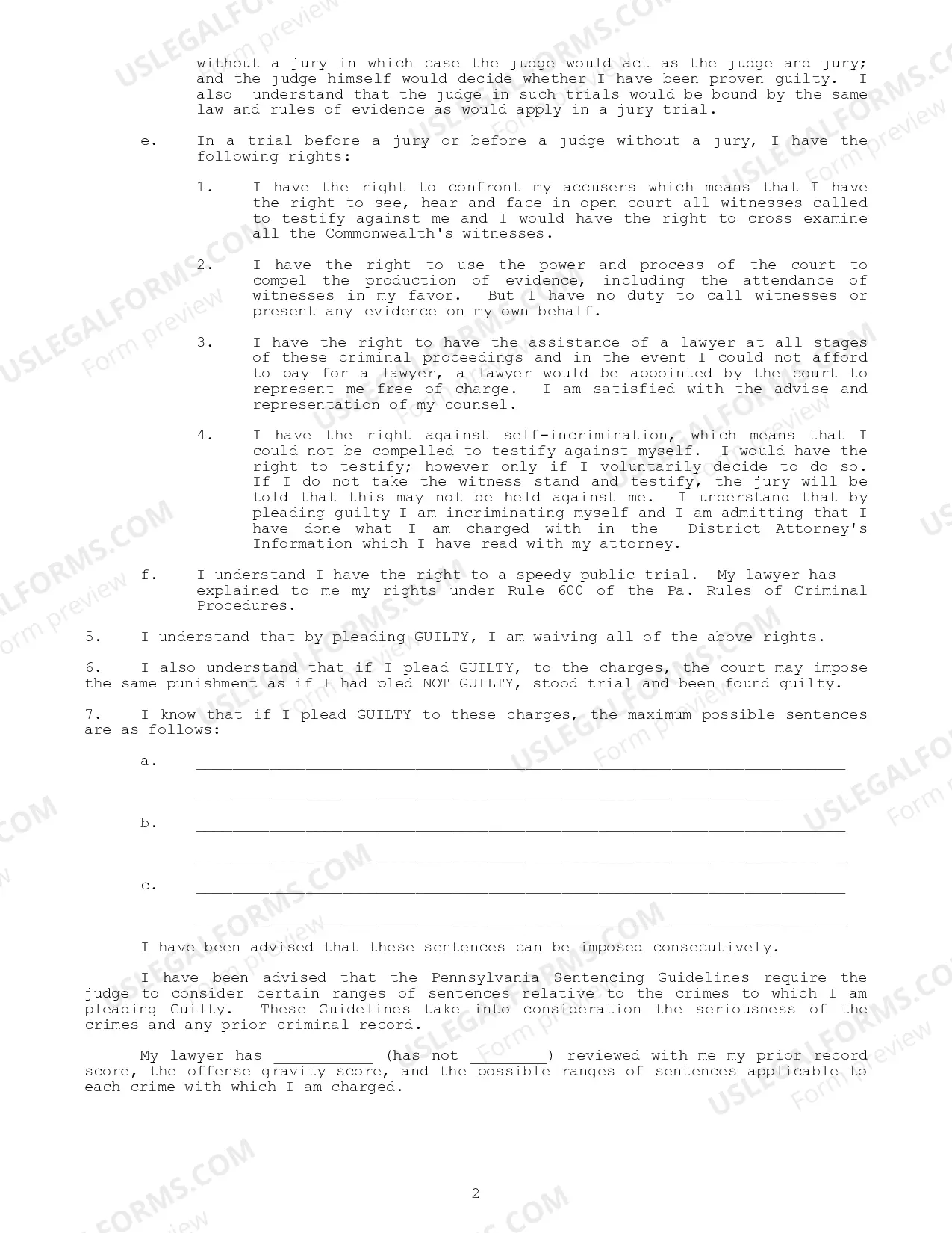 Preview Guilty Plea Petition
