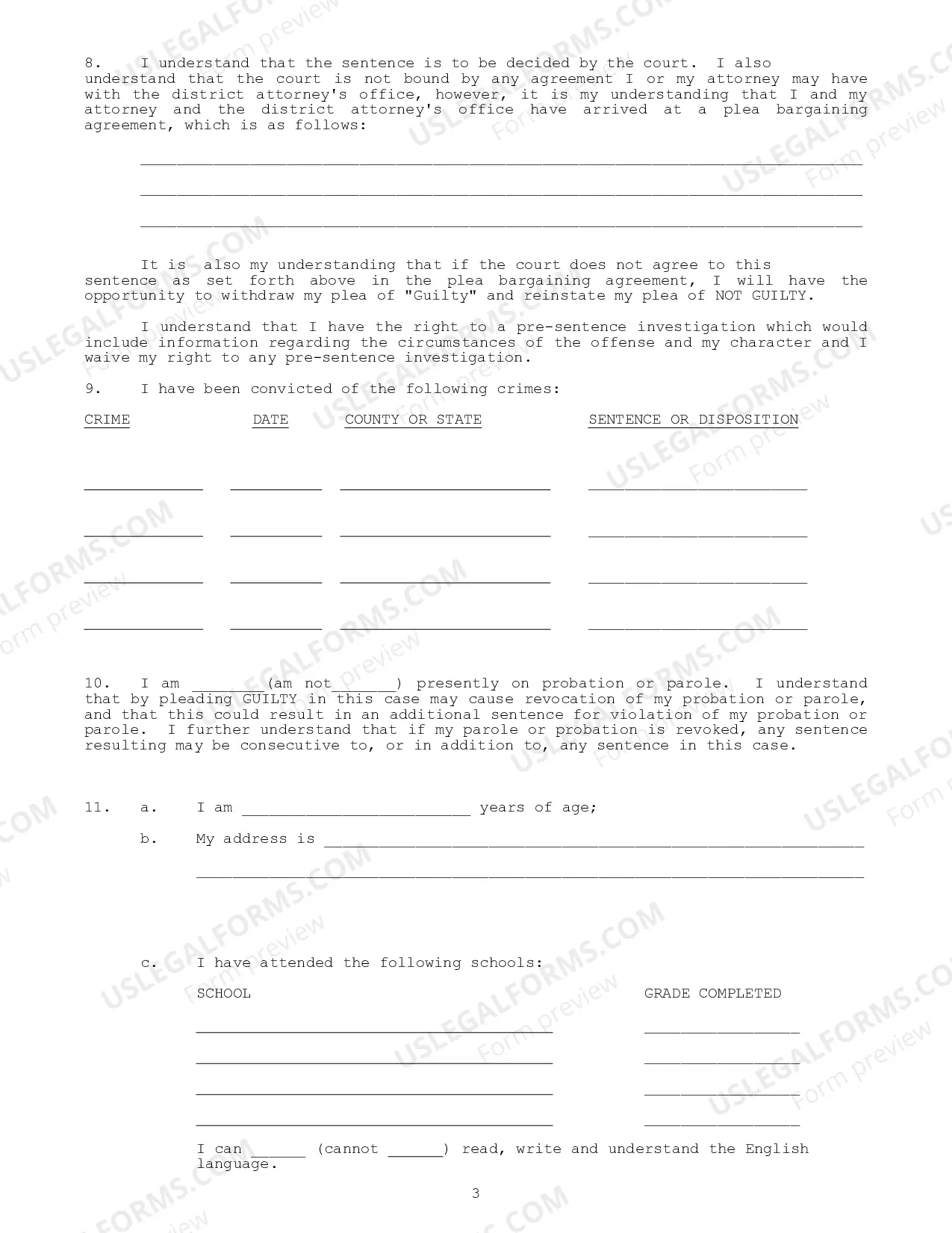 Preview Guilty Plea Petition