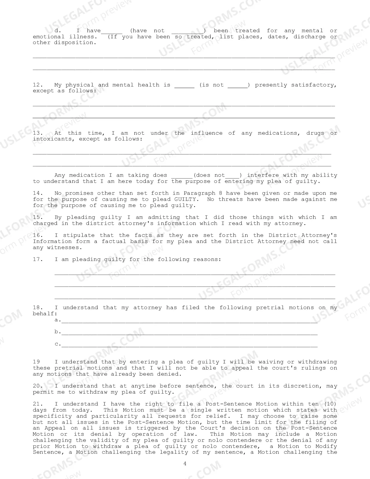 Preview Guilty Plea Petition