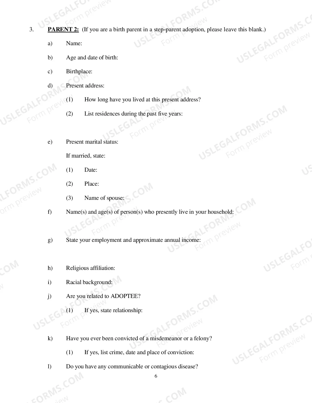 Preview Adoption Petition Packet