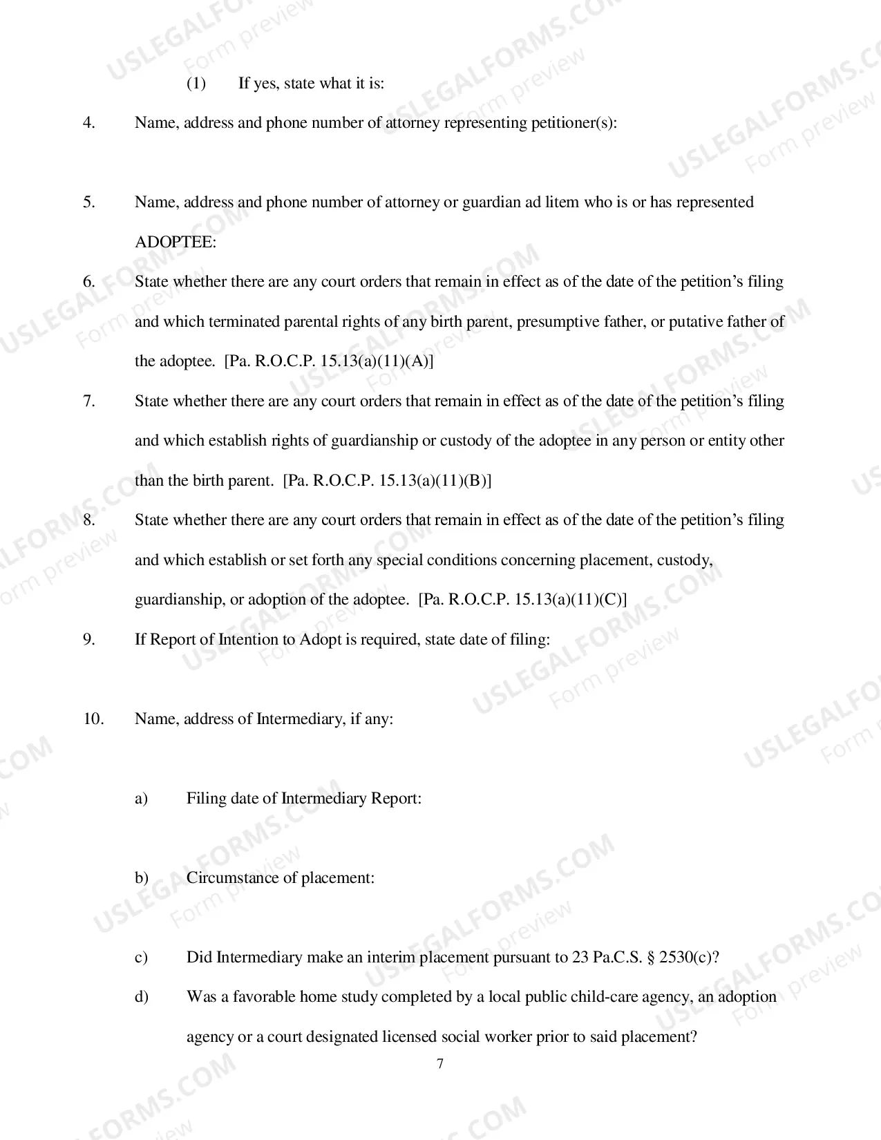 Preview Adoption Petition Packet