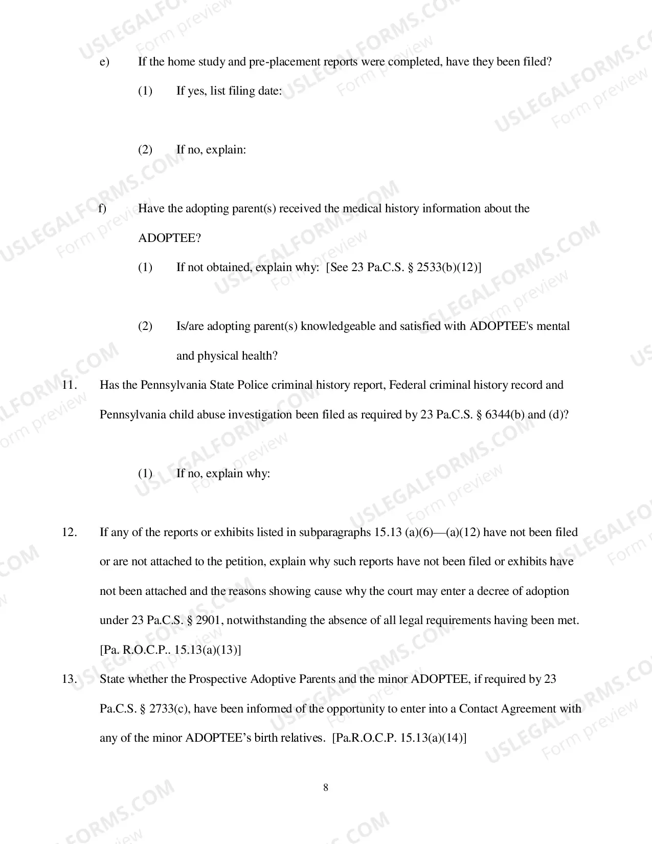 Preview Adoption Petition Packet