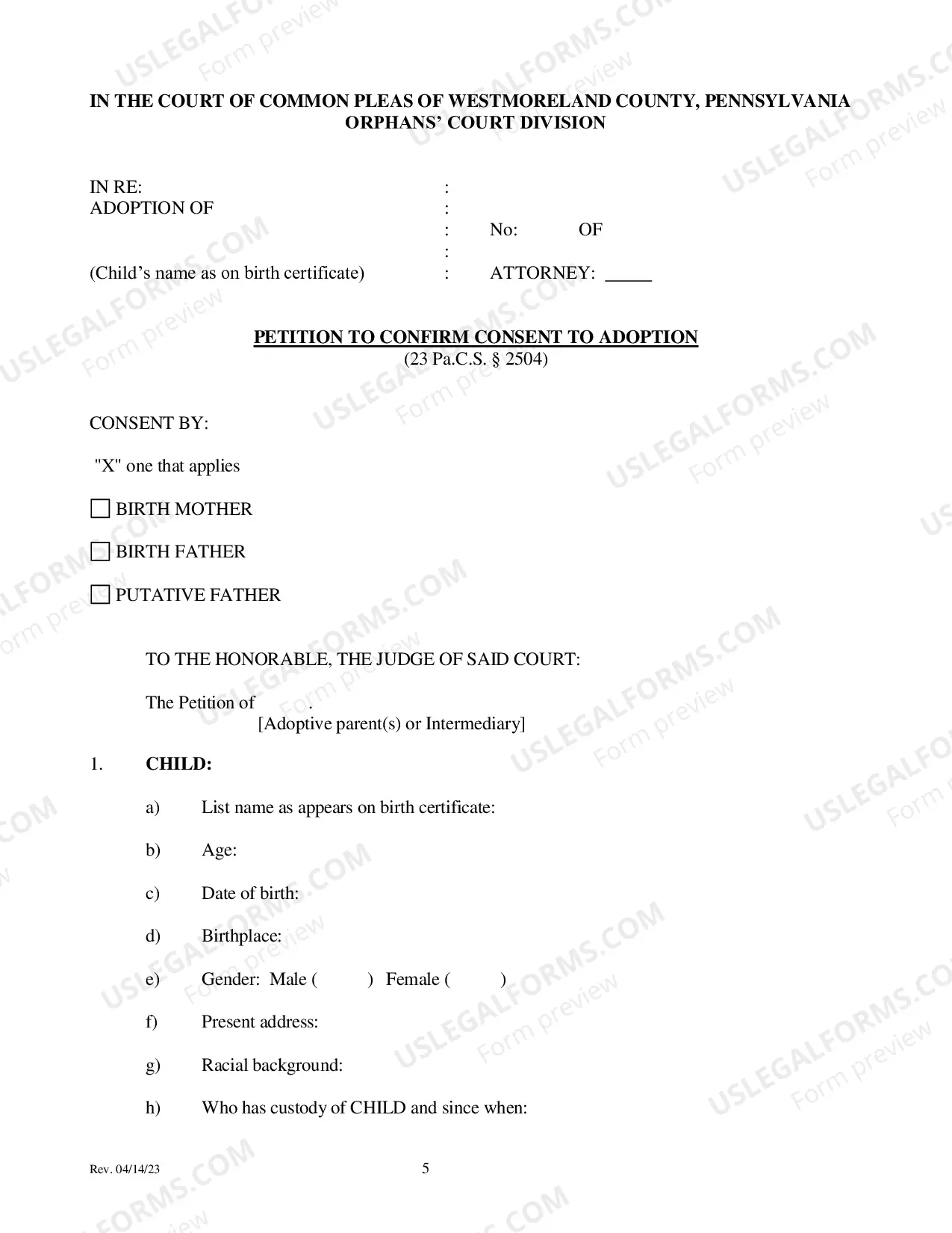 Preview Confirm Consent Packet