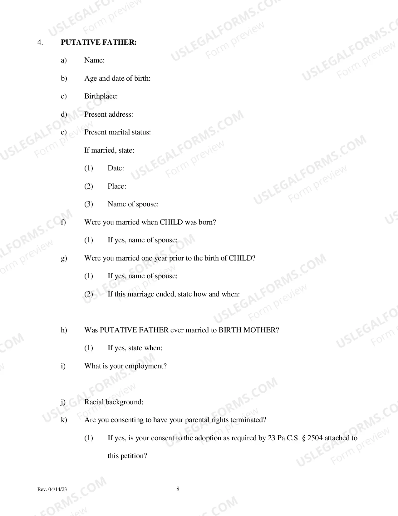 Preview Confirm Consent Packet