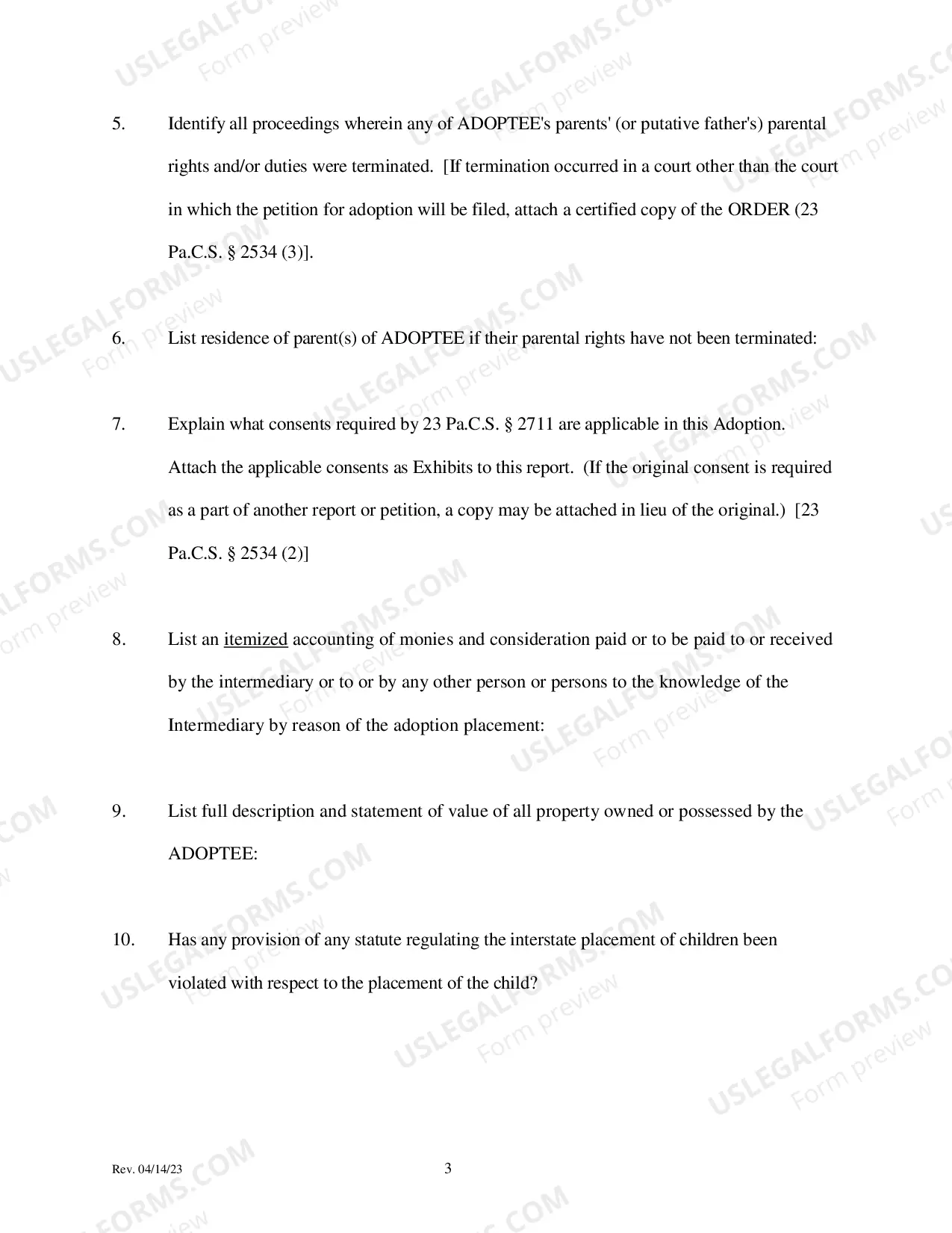 Preview Report of intermediary