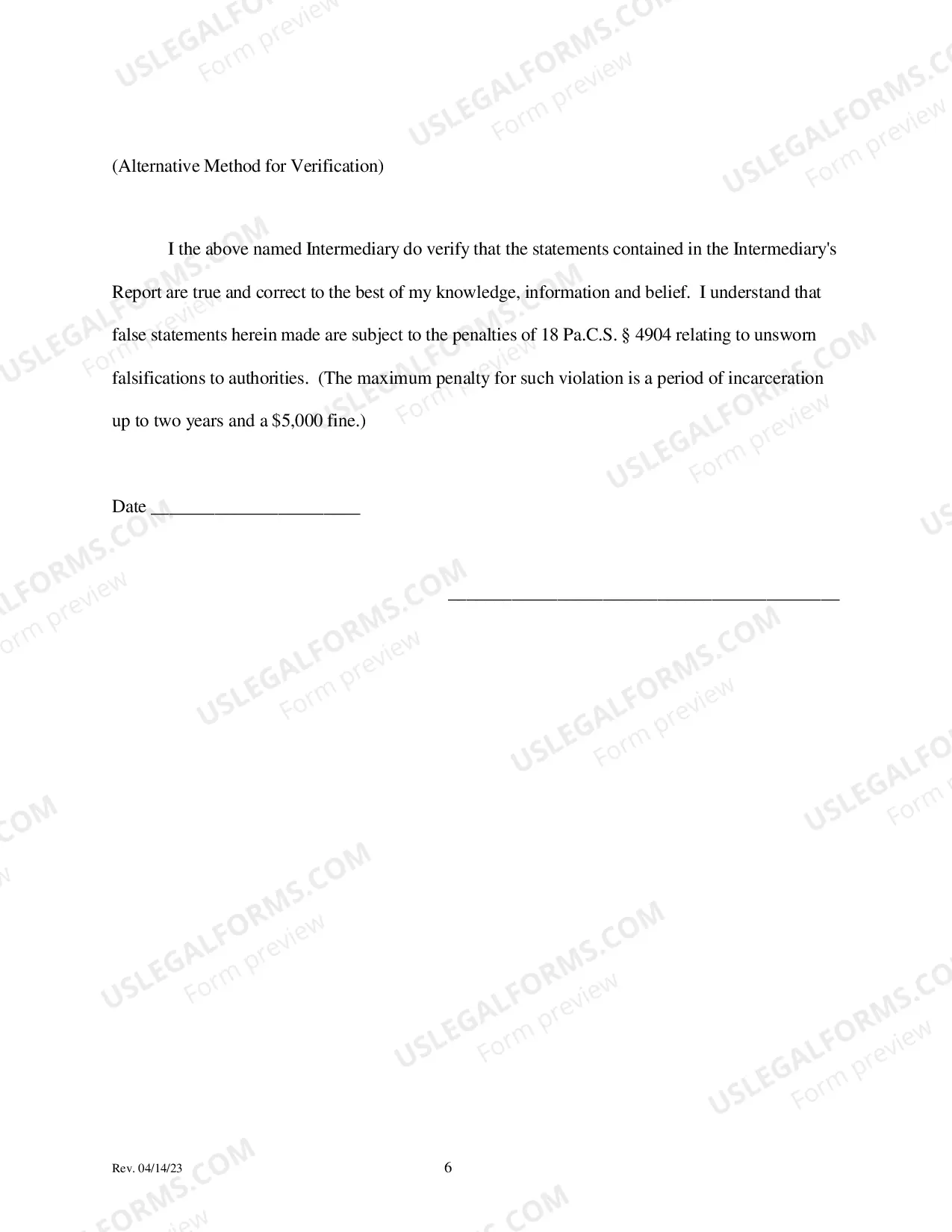 Preview Report of intermediary