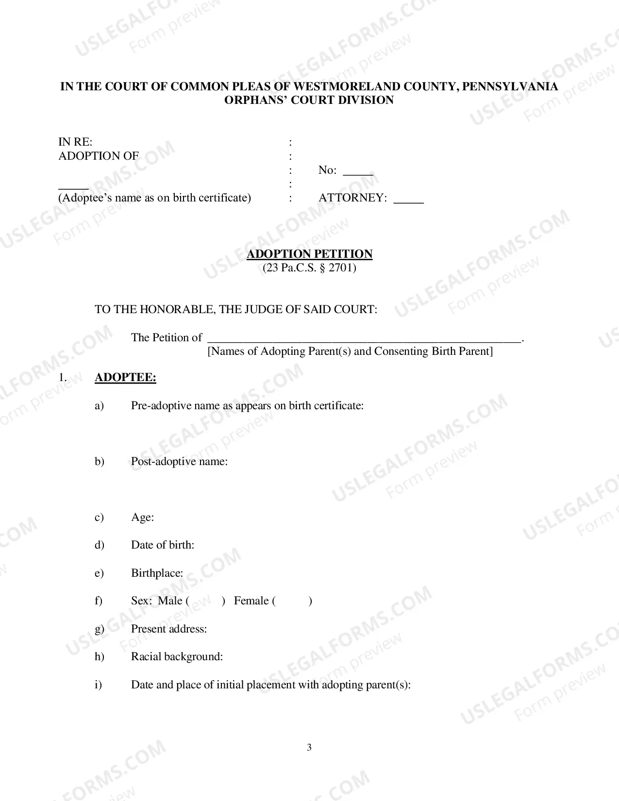 Preview Adoption Petition