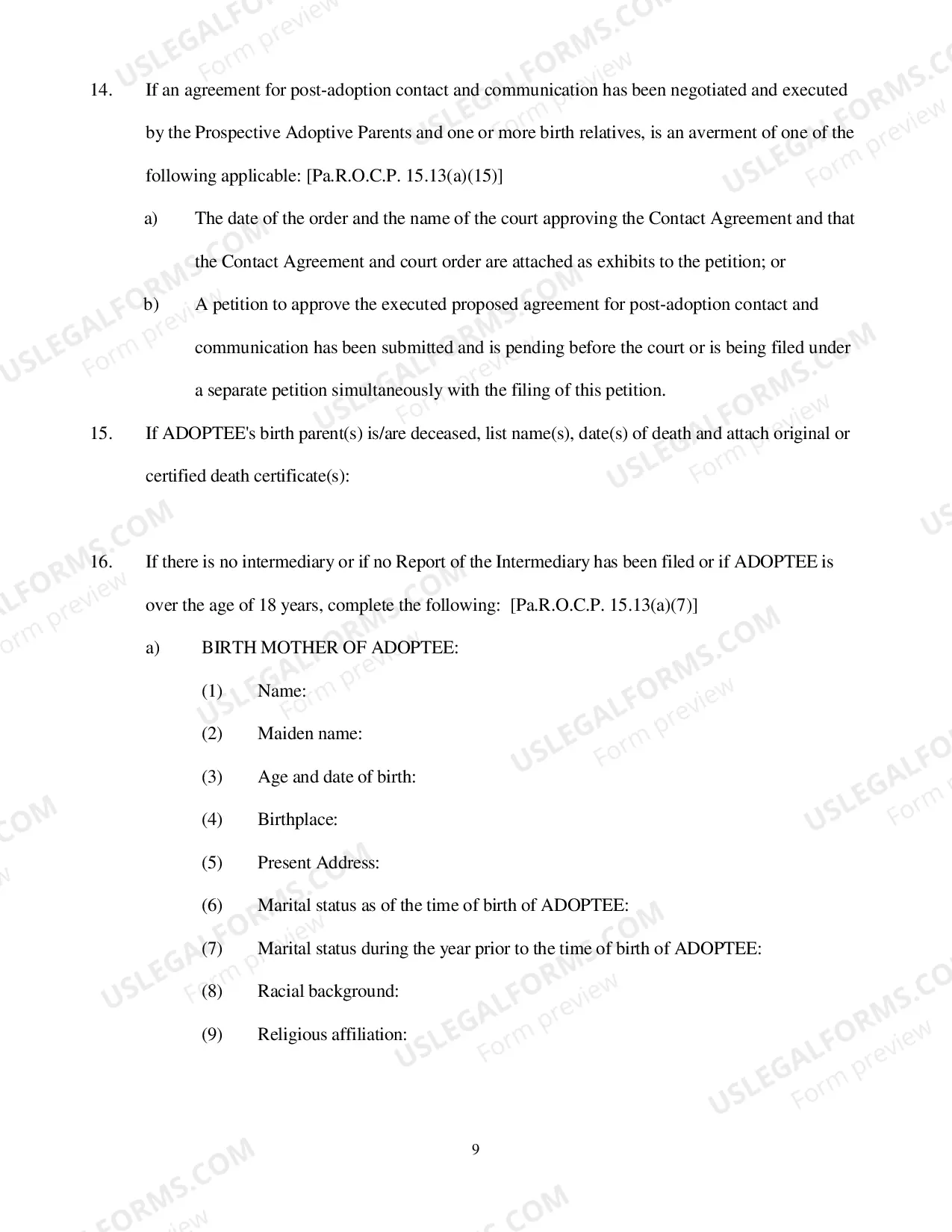 Preview Adoption Petition
