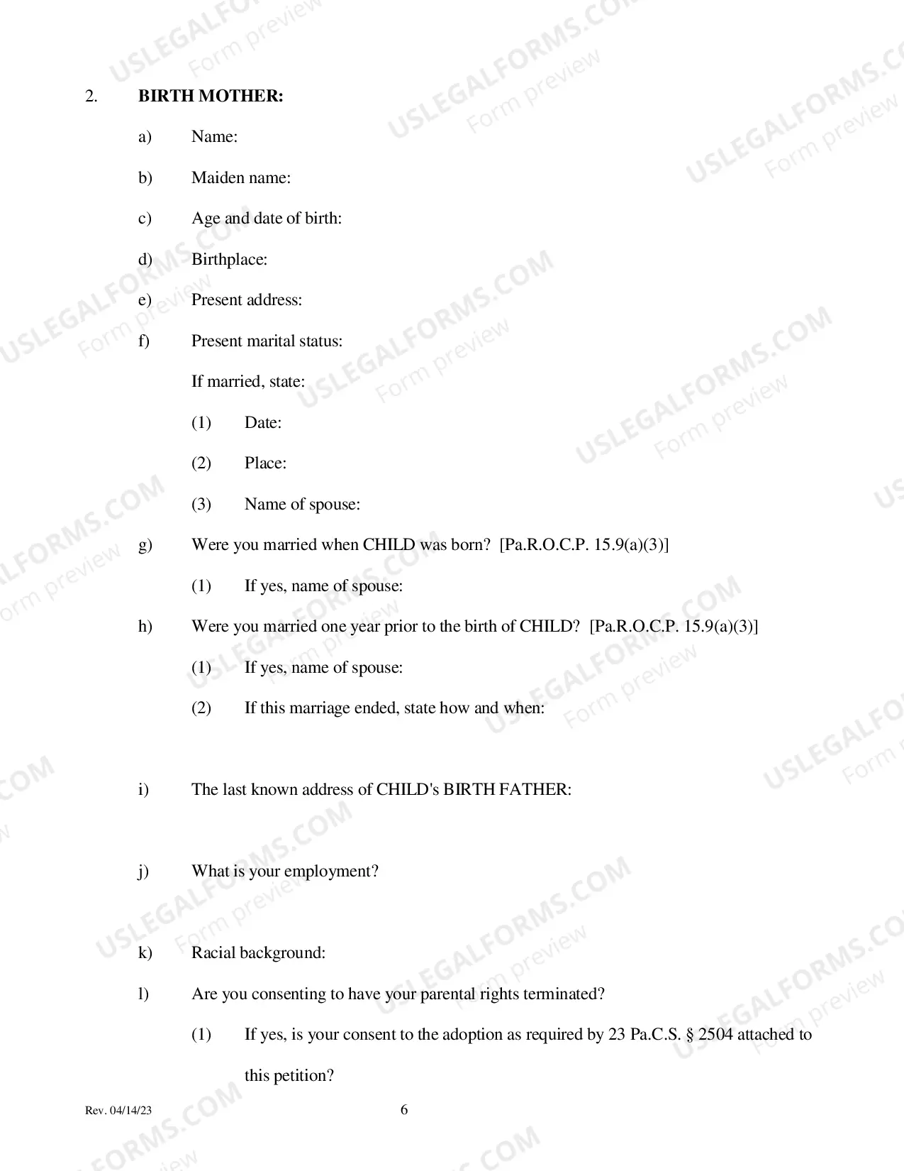 Preview Adoption - Confirmed Consent Petition