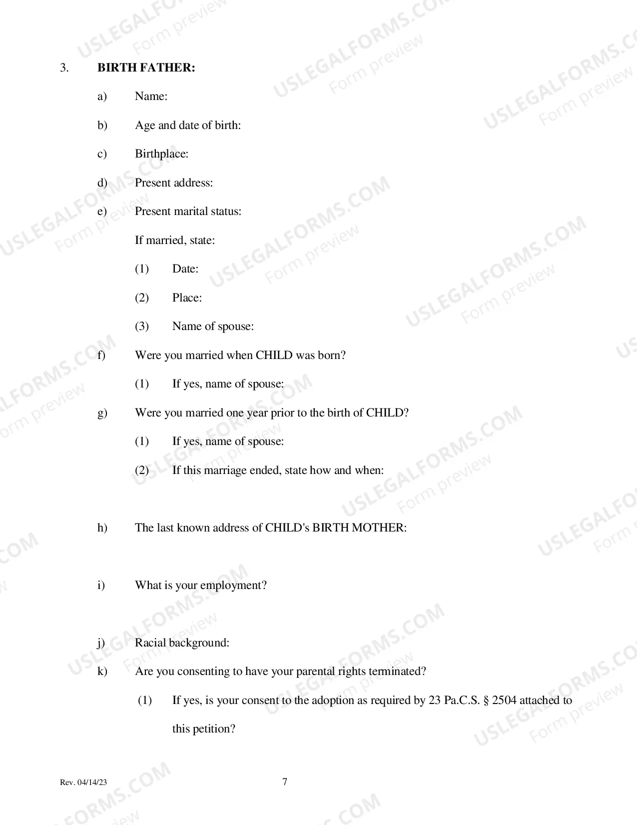 Preview Adoption - Confirmed Consent Petition
