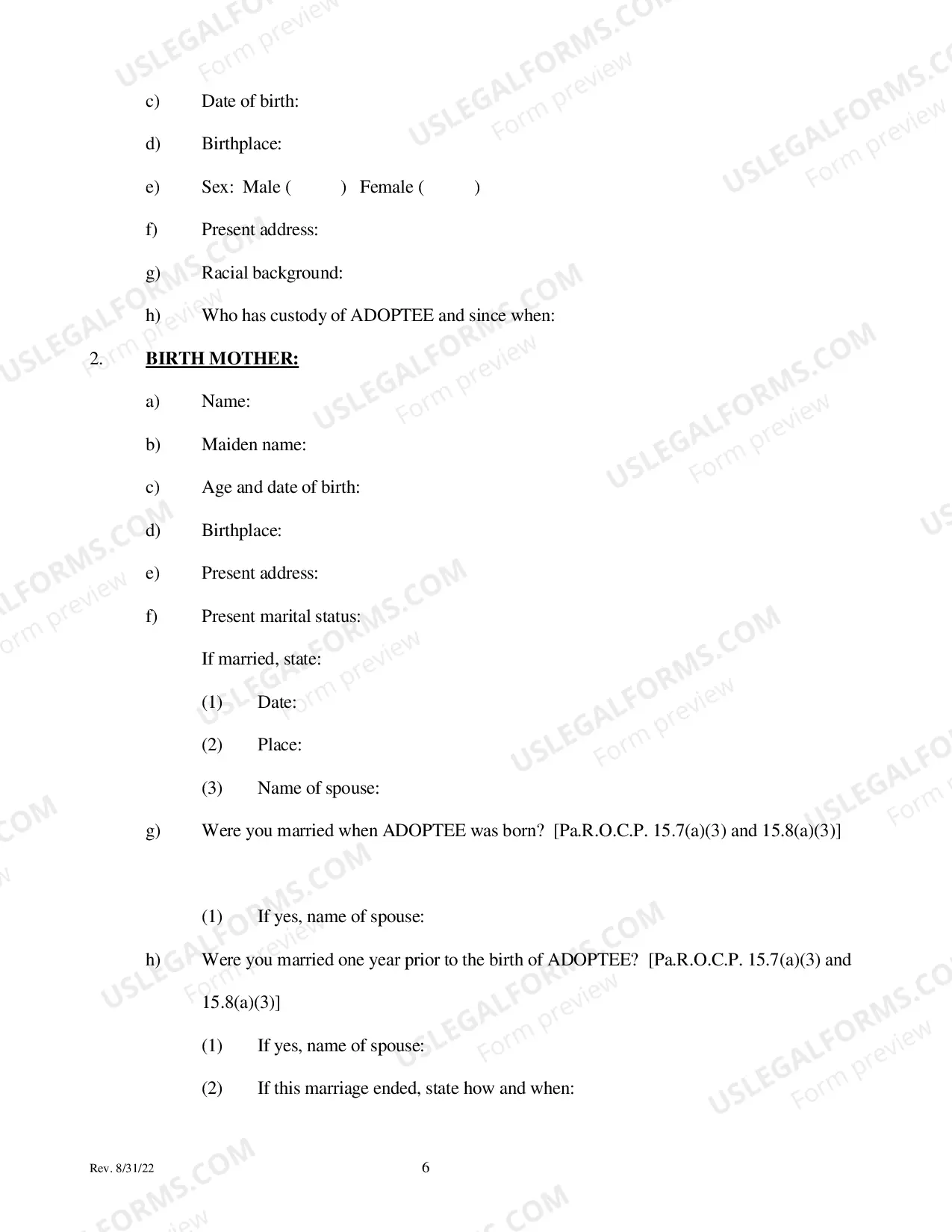 Preview Adoption - Voluntary Relinquishment Petition