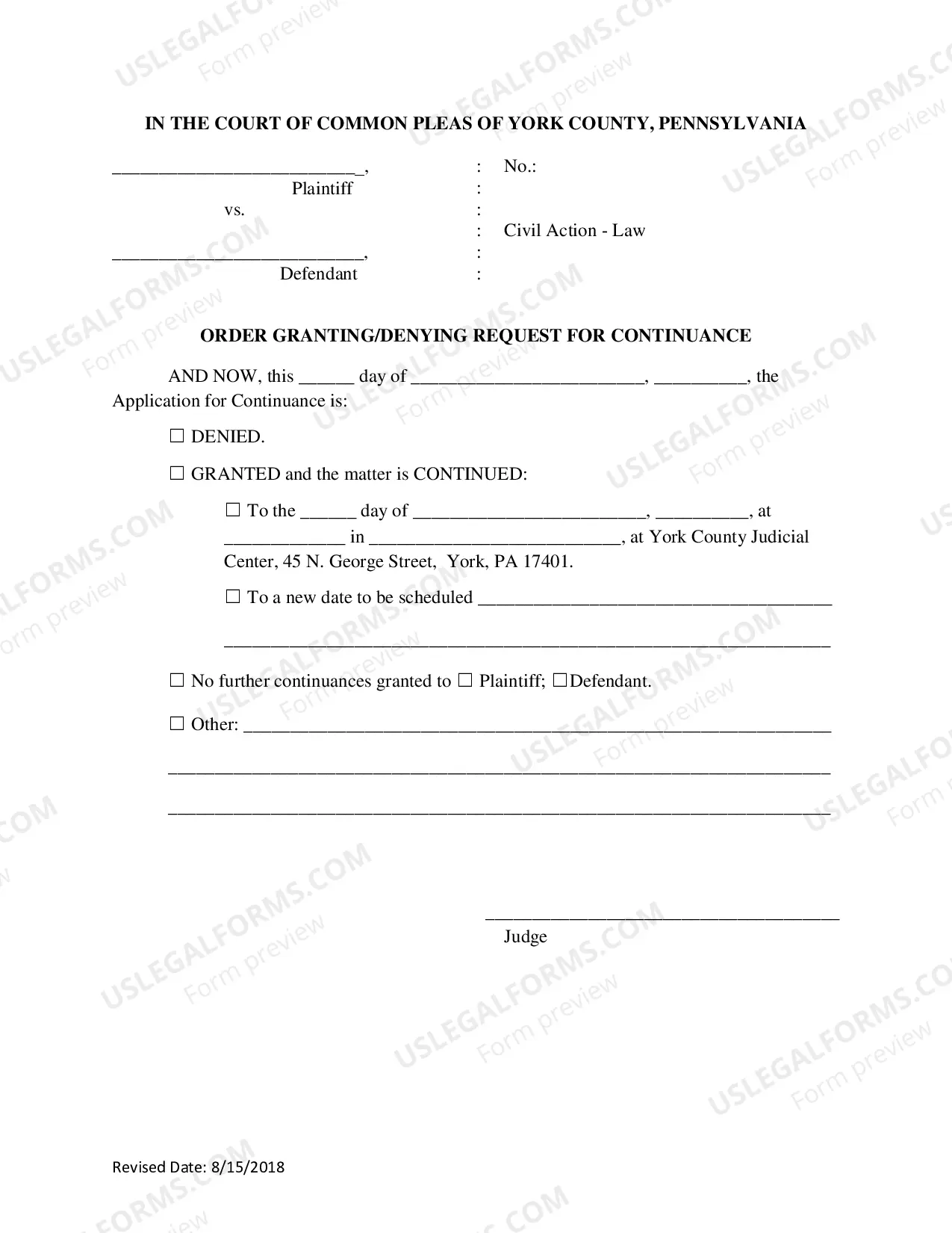 Preview Application For Continuance