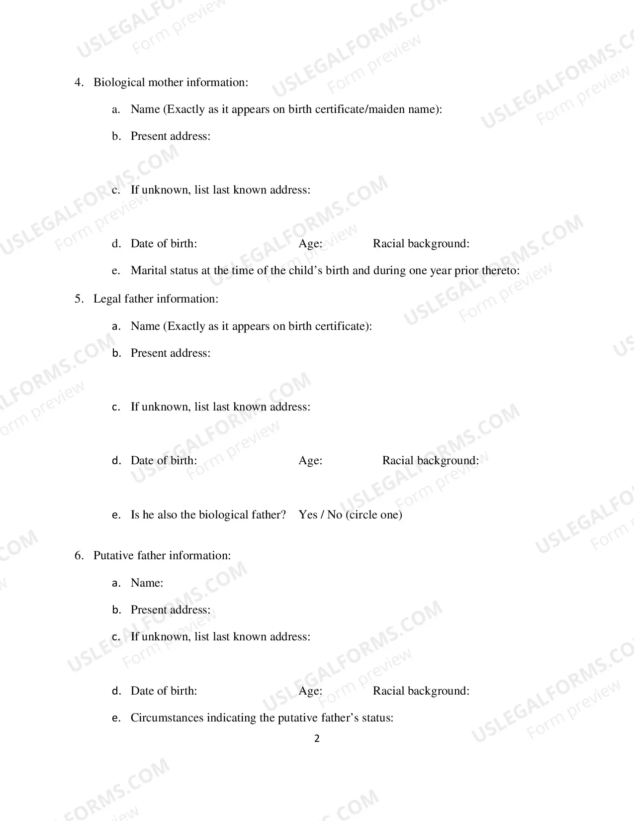 Preview Petition to Confirm Consent to Adoption