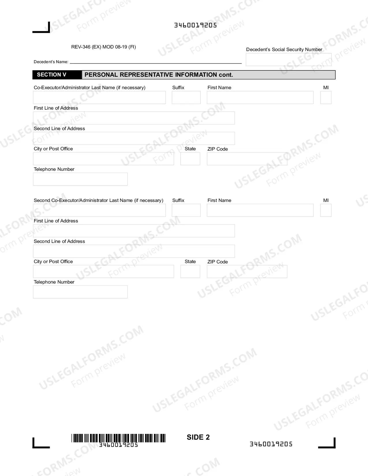 Preview REV-346 -- Estate Information Sheet