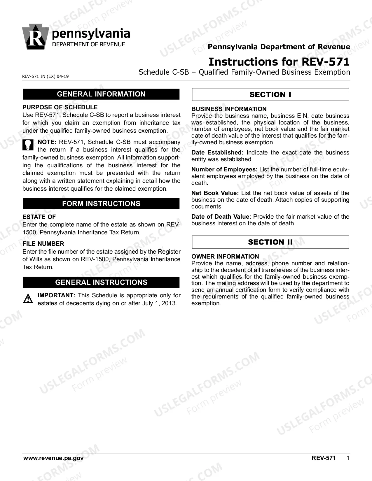 Preview REV-571 -- Schedule C-SB - Small Business Exemption