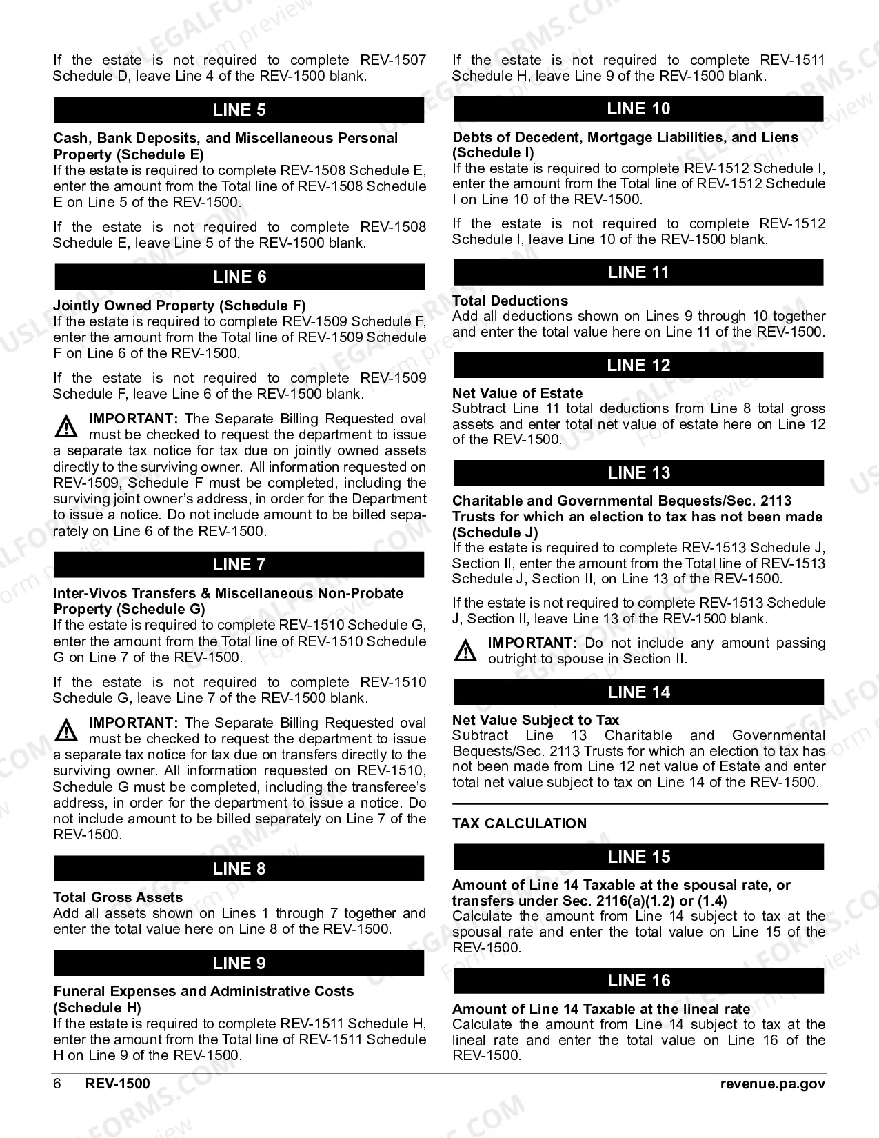 Preview REV-1500 -- Inheritance Tax Return - Resident Decedent