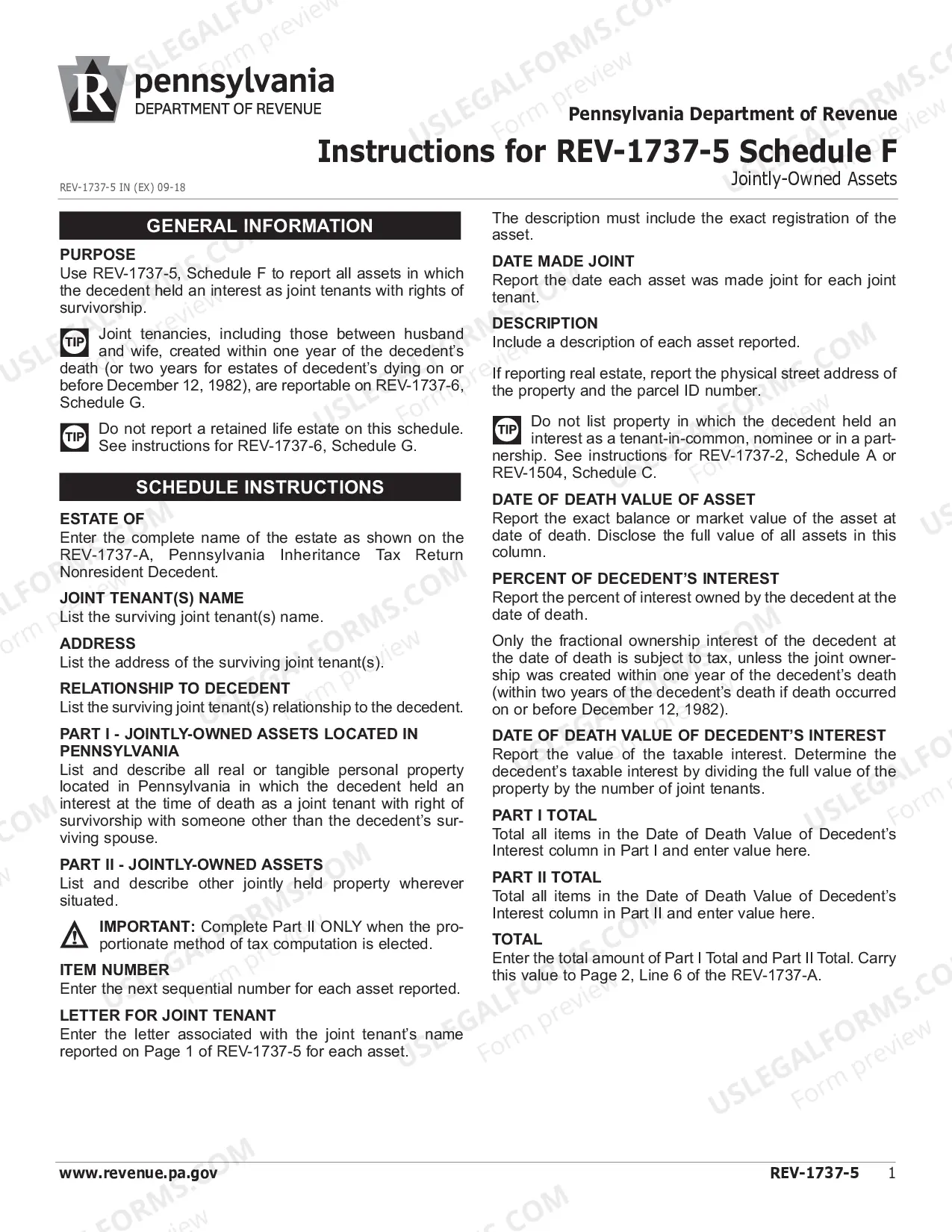 Preview REV-1737-5 -- Schedule F