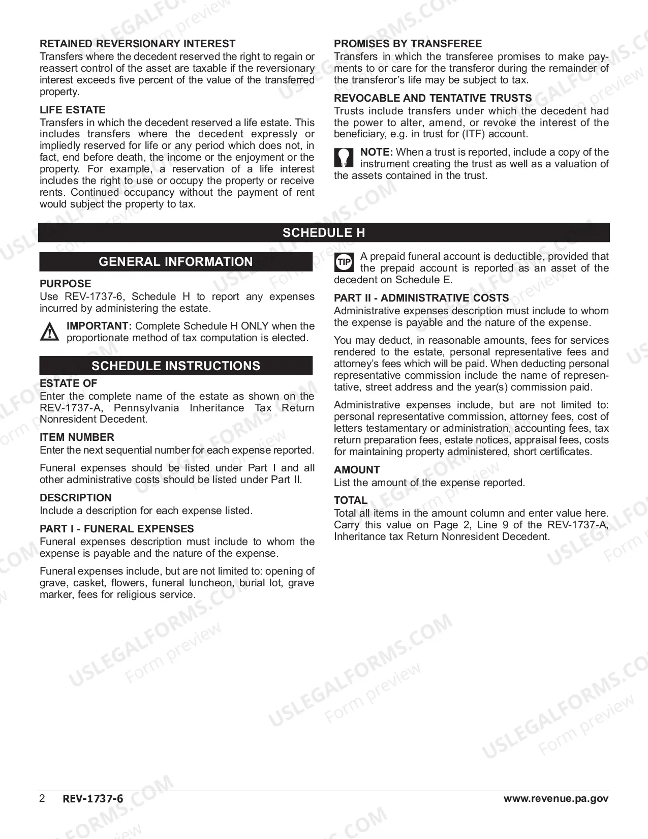 Preview REV-1737-6 -- Schedule G/Schedule H