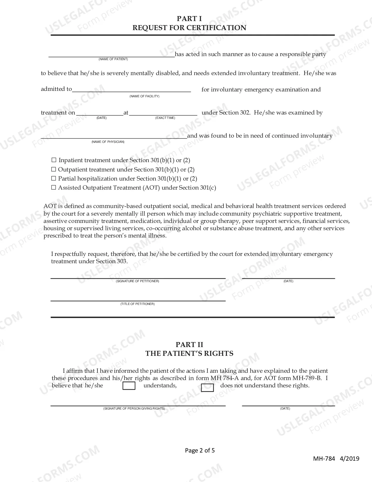 Preview Application For Extended Involuntary Treatment