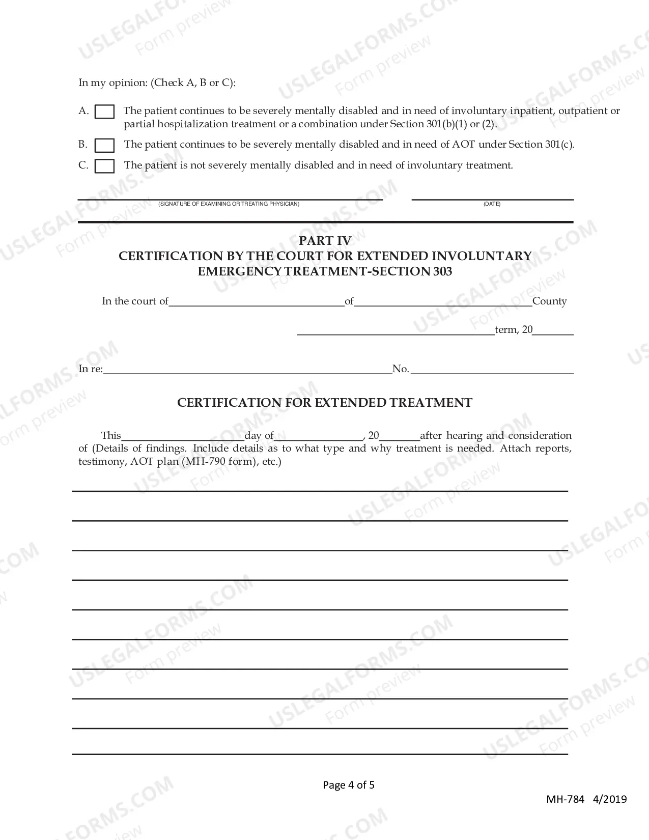 Preview Application For Extended Involuntary Treatment