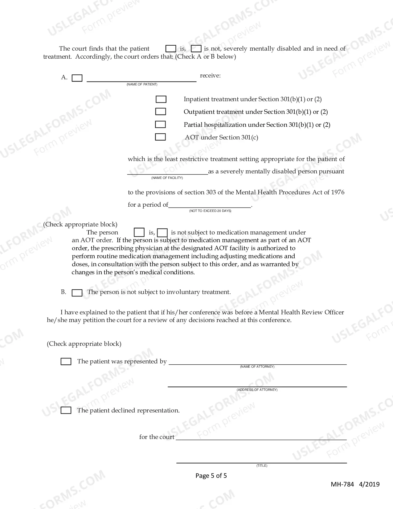 Preview Application For Extended Involuntary Treatment