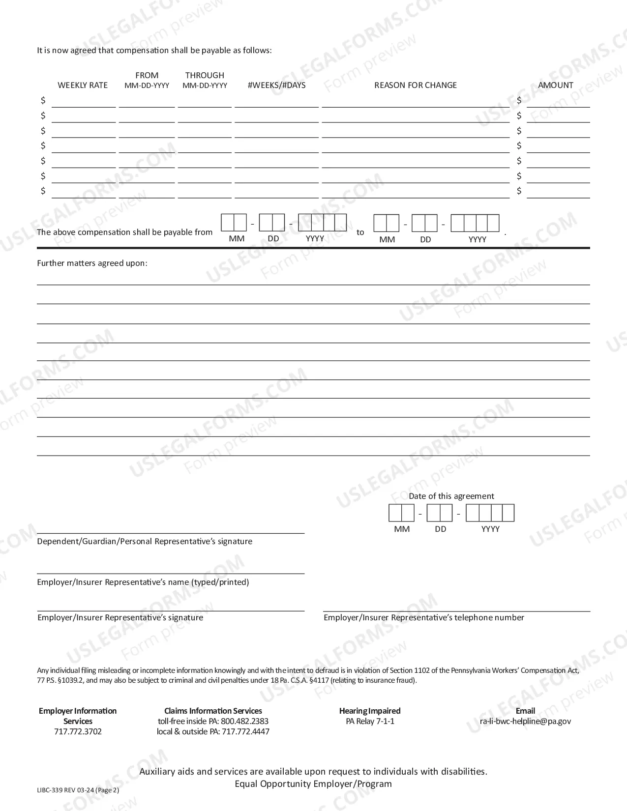 Preview Supplemental Agreement for Compensation for Death