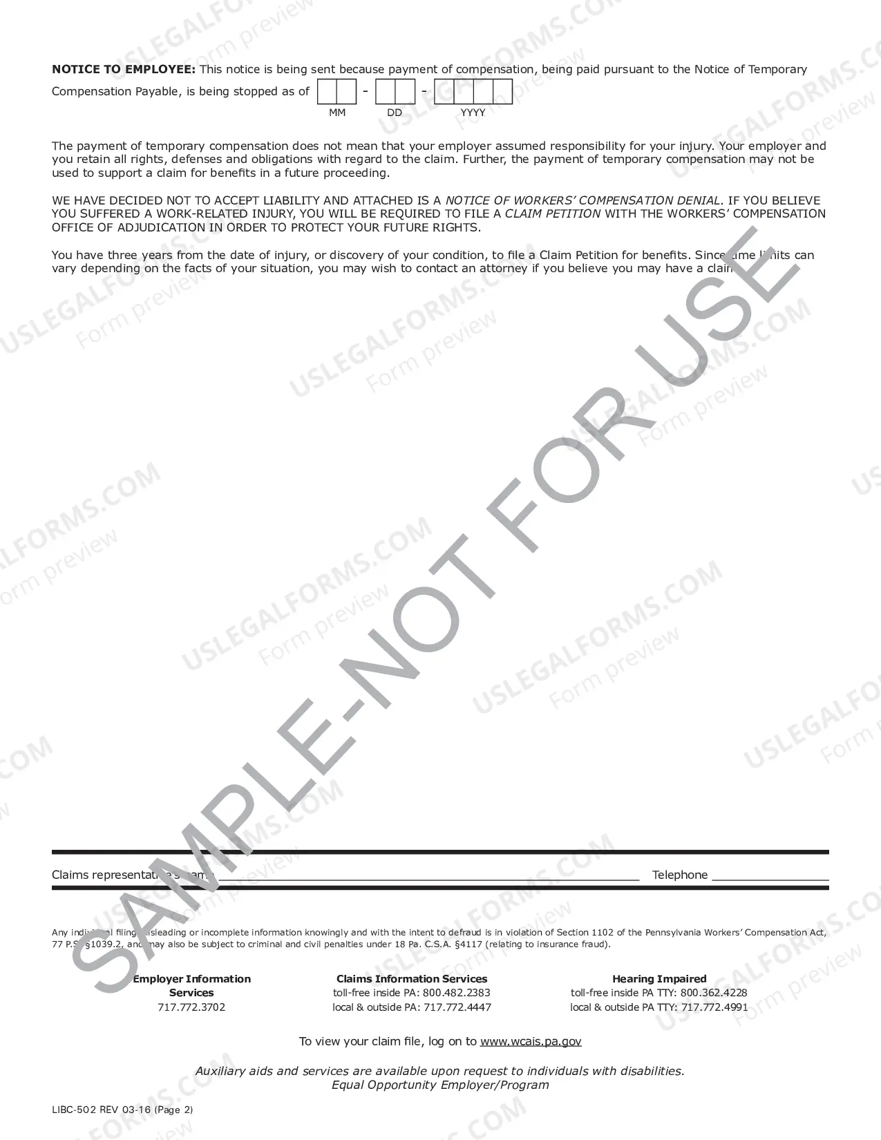 Preview Notice Stopping Temporary Compensation