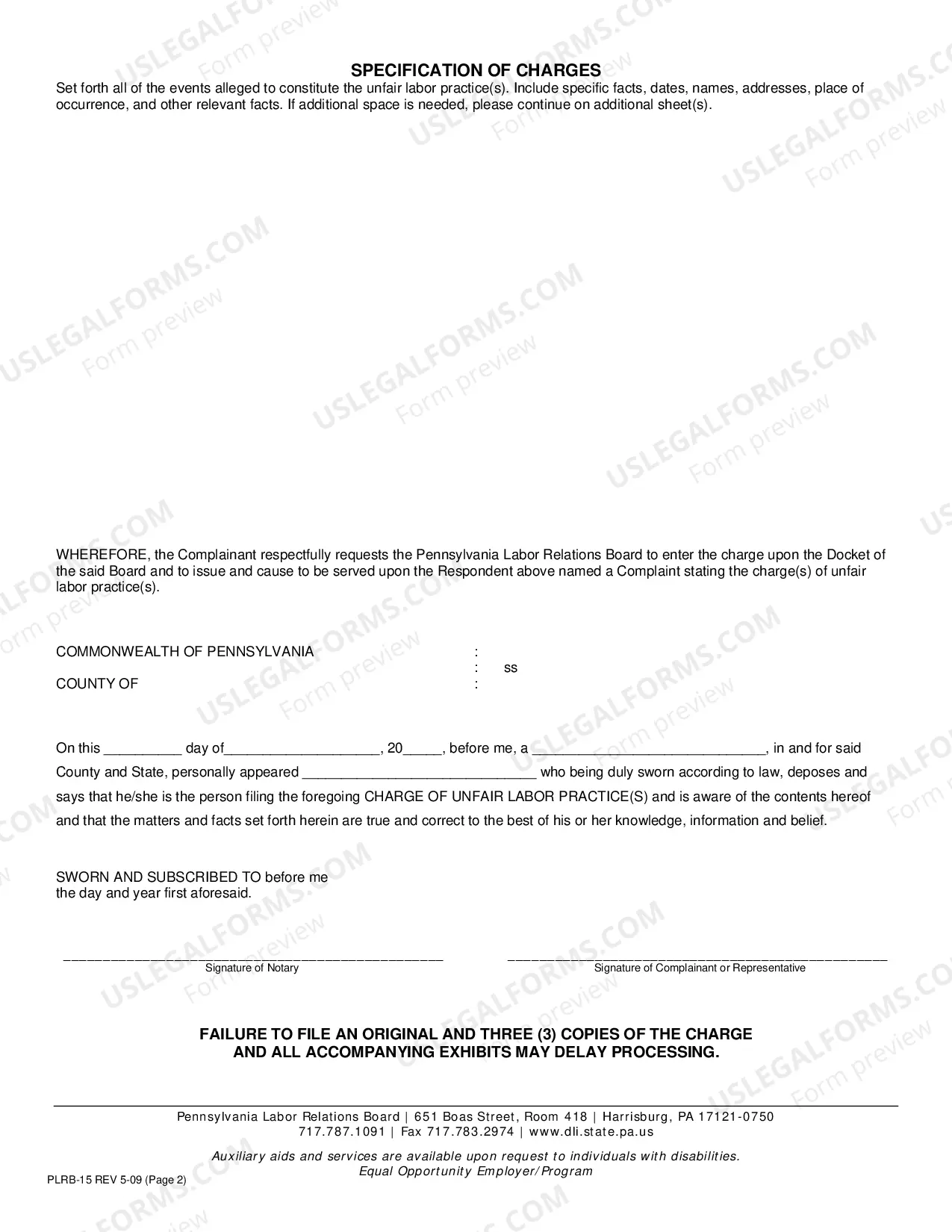 Preview Charge of Unfair Labor Practices