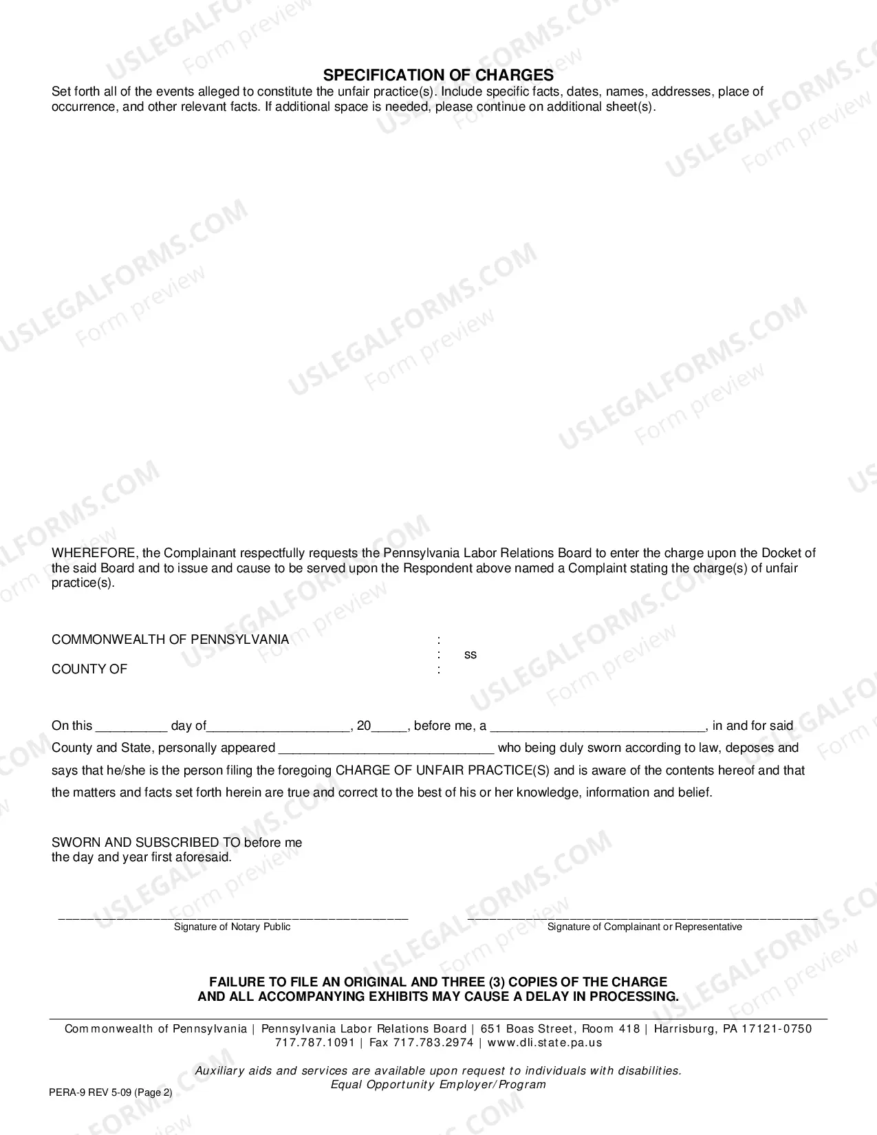 Preview Charge of Unfair Practices