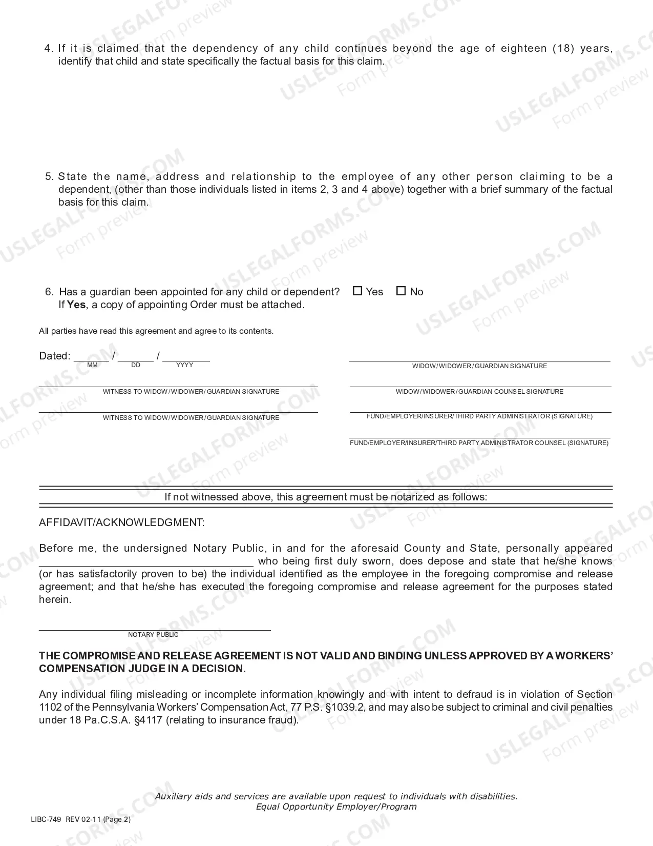 Preview Death Claim Supplement to Compromise And Release Agreement