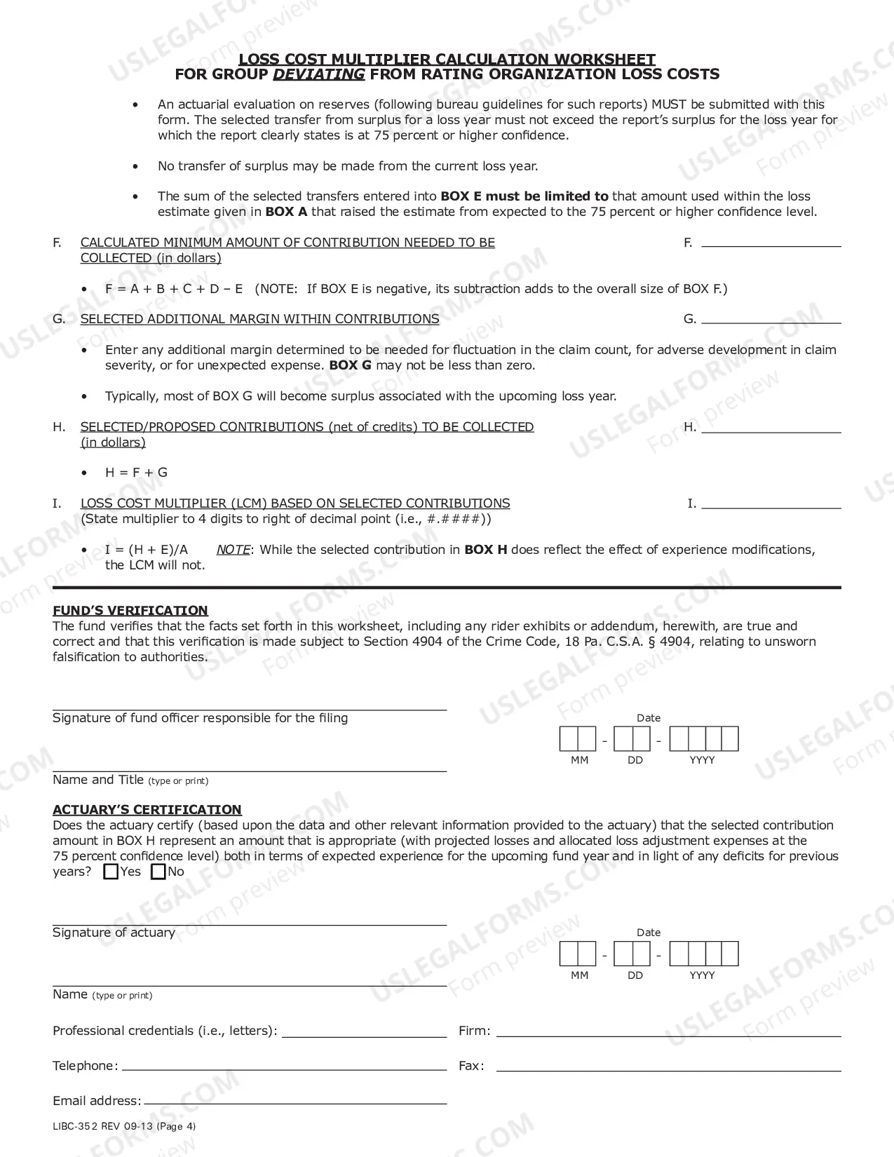 Preview Expense Loss Cost Multiplier Worksheet For Group Self-Insurance Fund