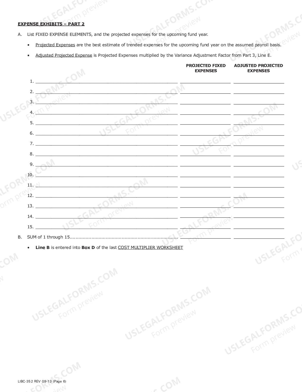 Preview Expense Loss Cost Multiplier Worksheet For Group Self-Insurance Fund