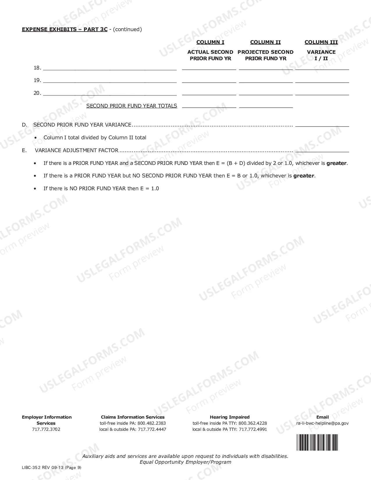 Preview Expense Loss Cost Multiplier Worksheet For Group Self-Insurance Fund