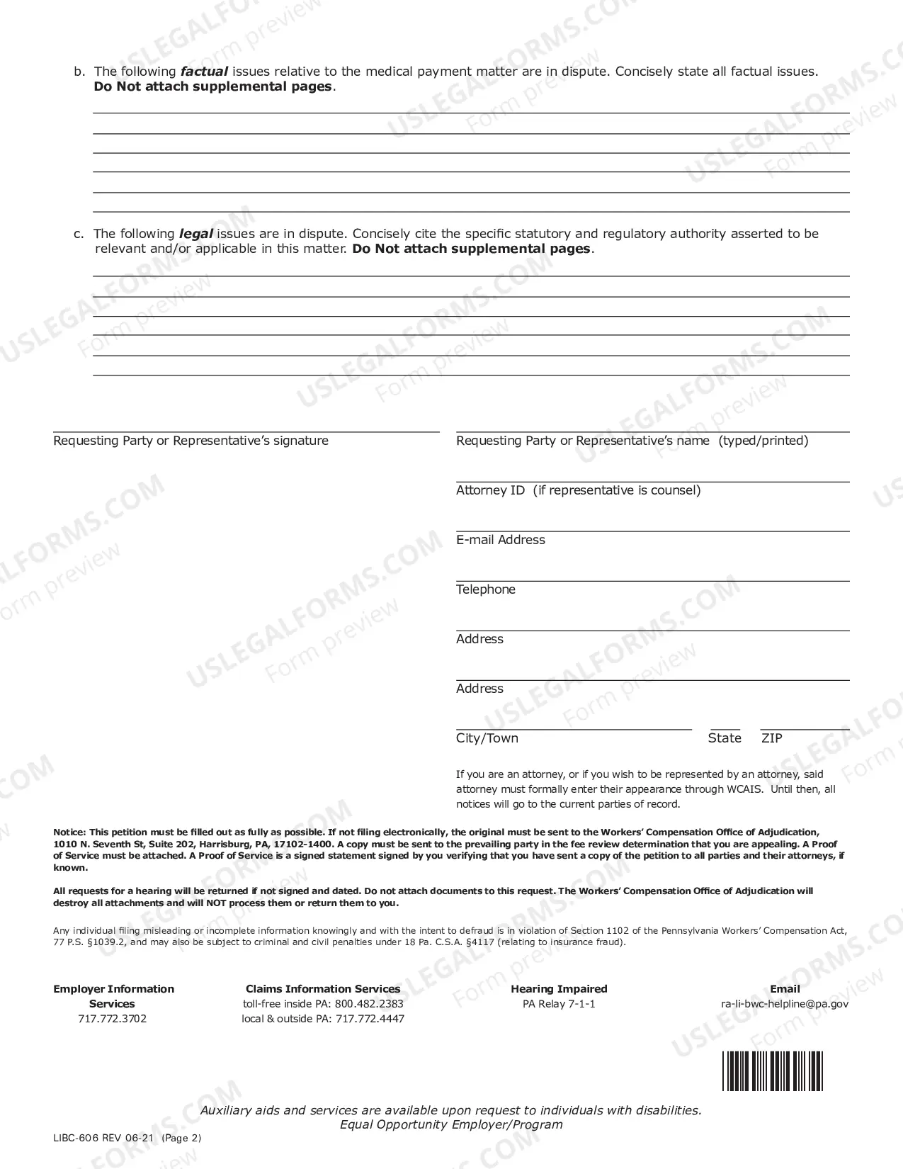 Preview Request For Hearing to Contest Fee Review Determination