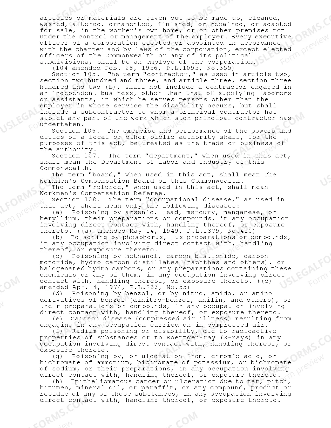 Preview Pennsylvania Occupational Disease Act