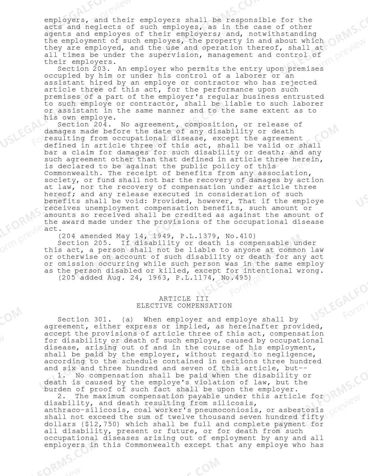 Preview Pennsylvania Occupational Disease Act