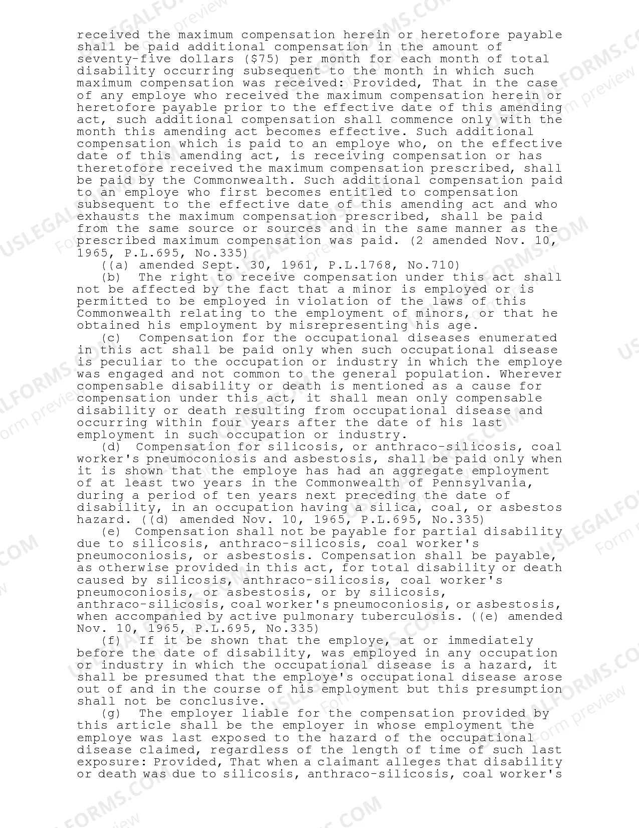 Preview Pennsylvania Occupational Disease Act